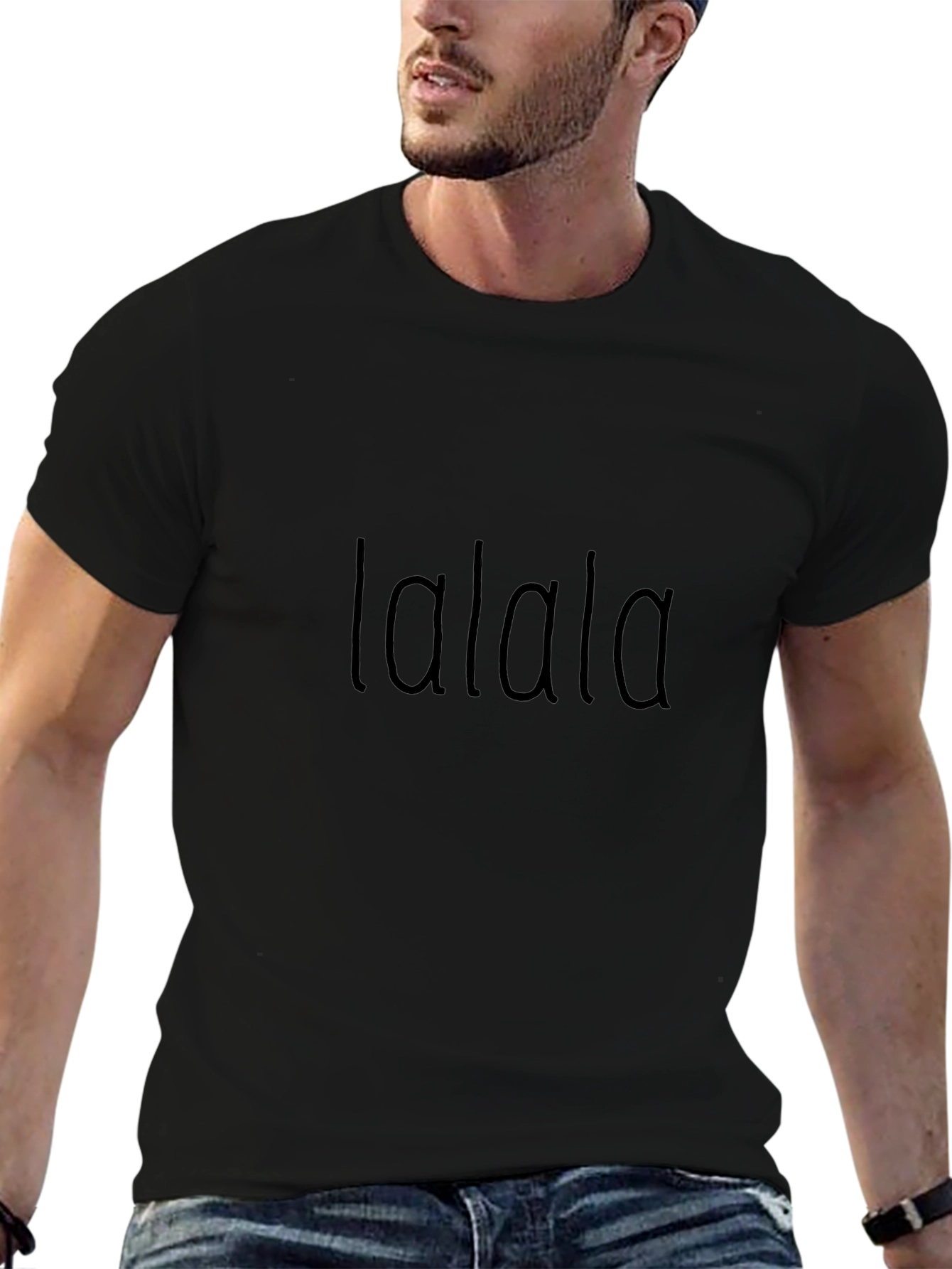 lalala Black Casual T-Shirt