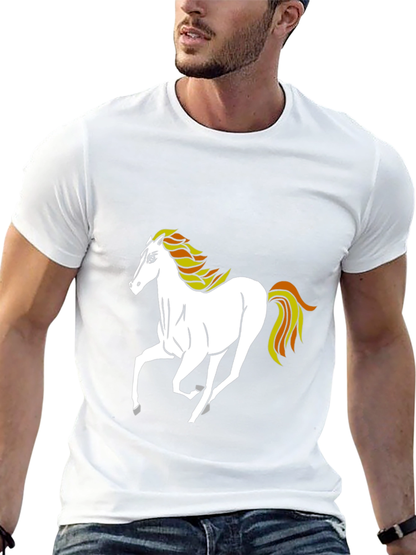 Black Horse Graphic Tee - Mens Casual Shirt