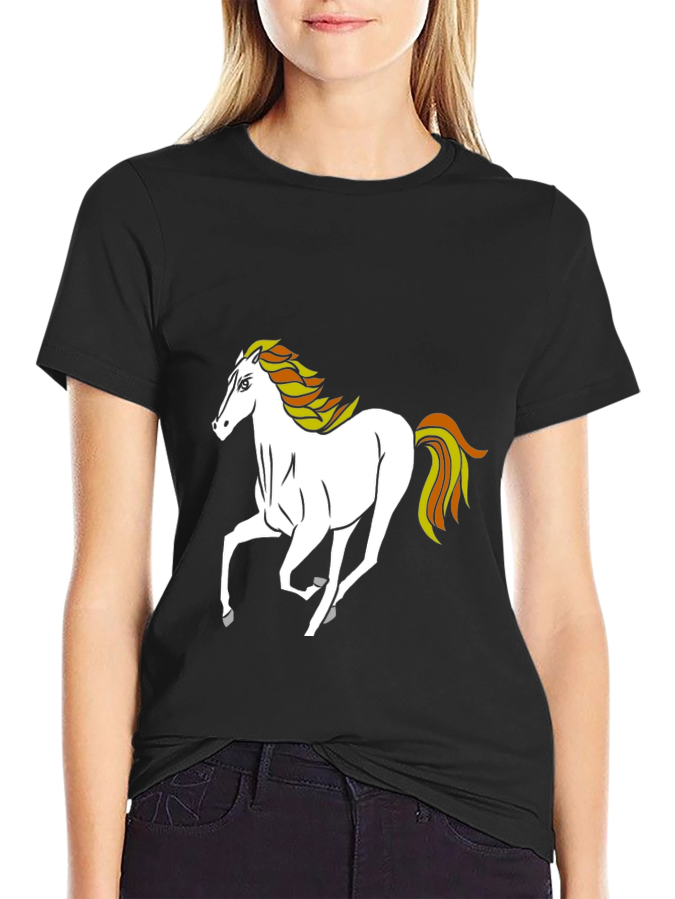 Black Horse Graphic Tee - Mens Casual Shirt
