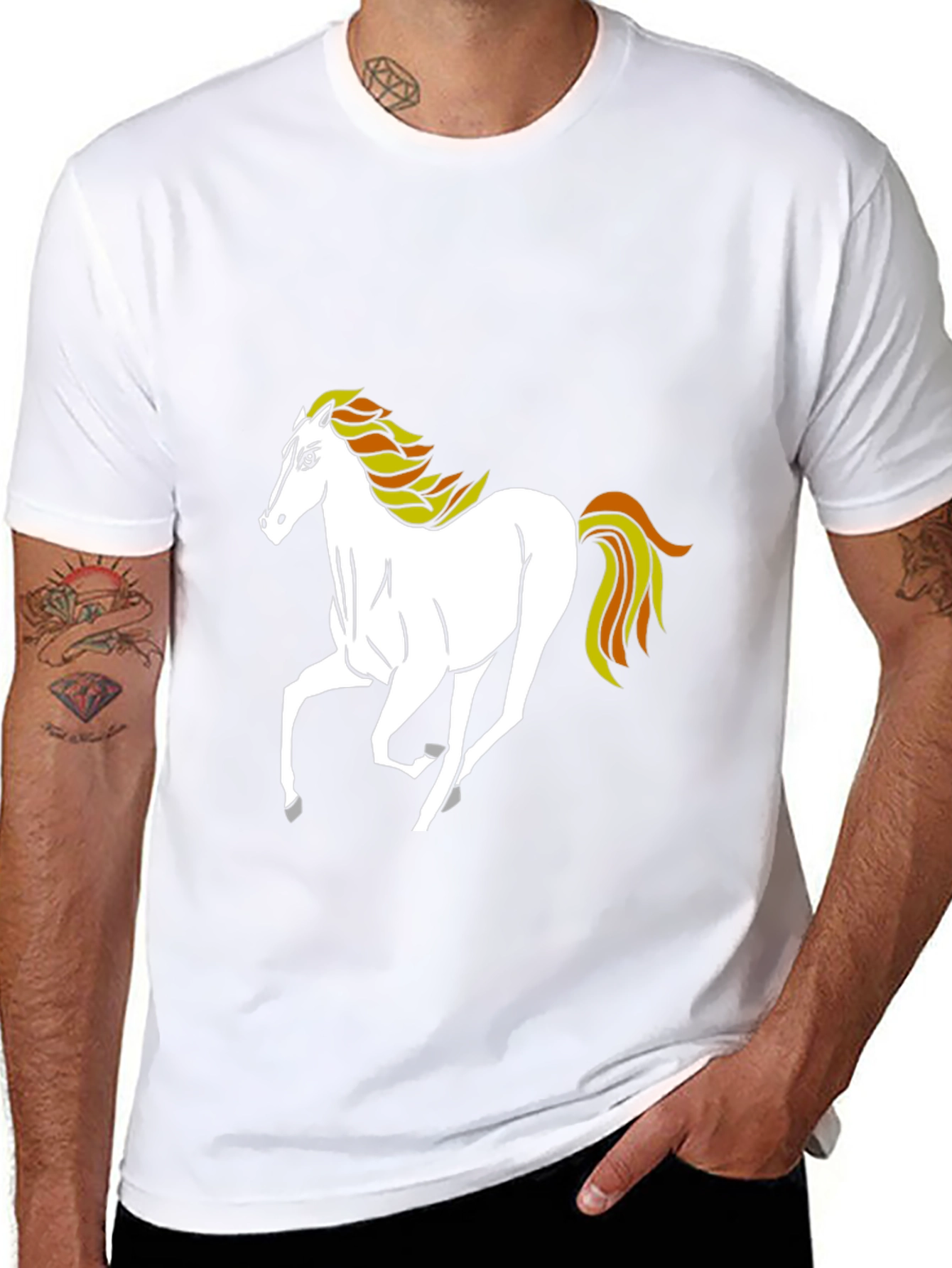 Black Horse Graphic Tee - Mens Casual Shirt