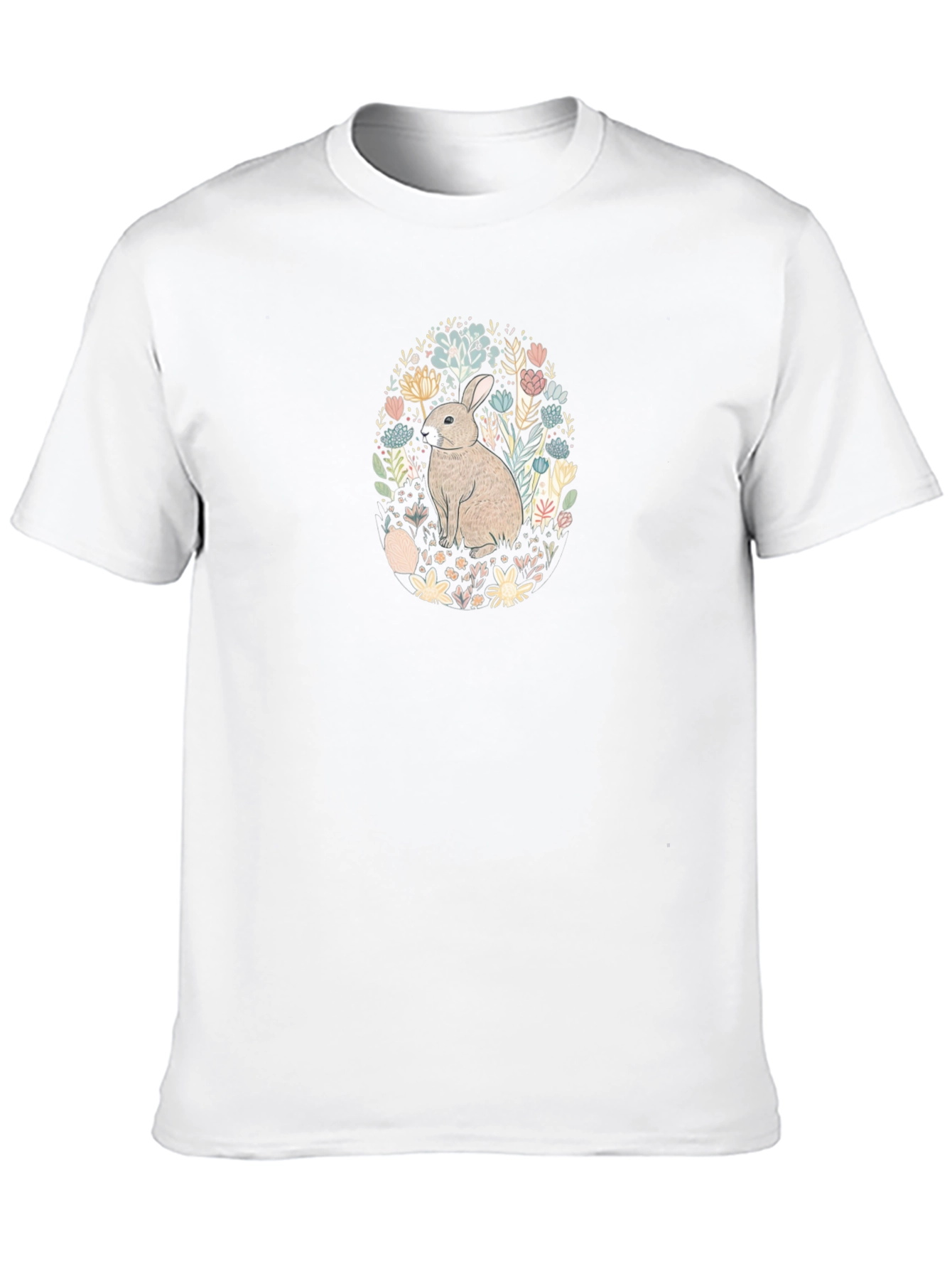 Bunny Floral Graphic Tee - Black T-Shirt