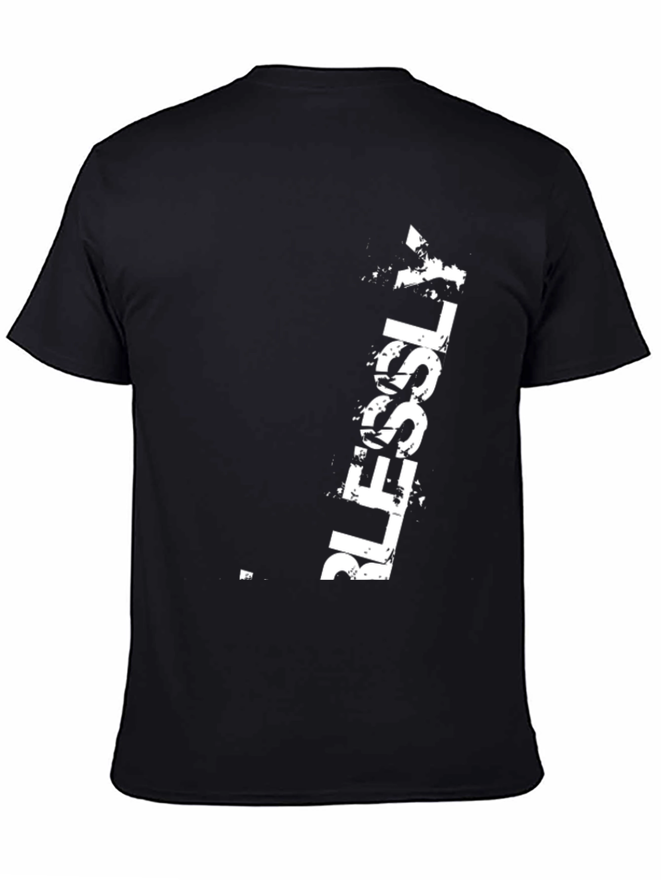 Mens Black T-Shirt with White BLESSLY Print