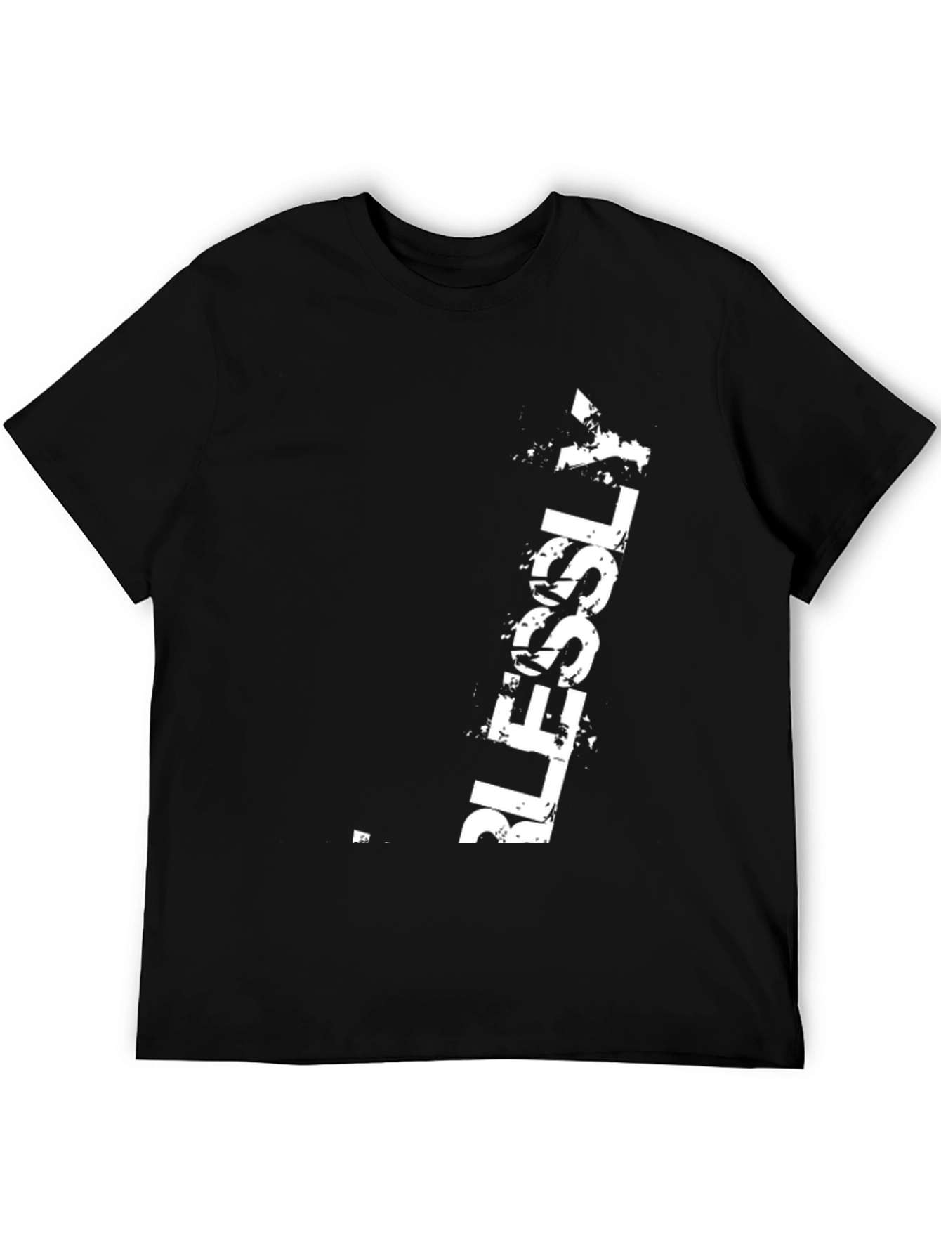Mens Black T-Shirt with White BLESSLY Print