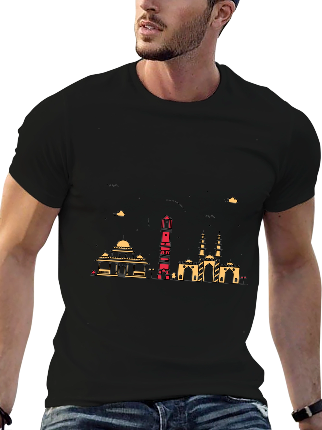 Urban Skyline Graphic Tee - Mens Black T-Shirt