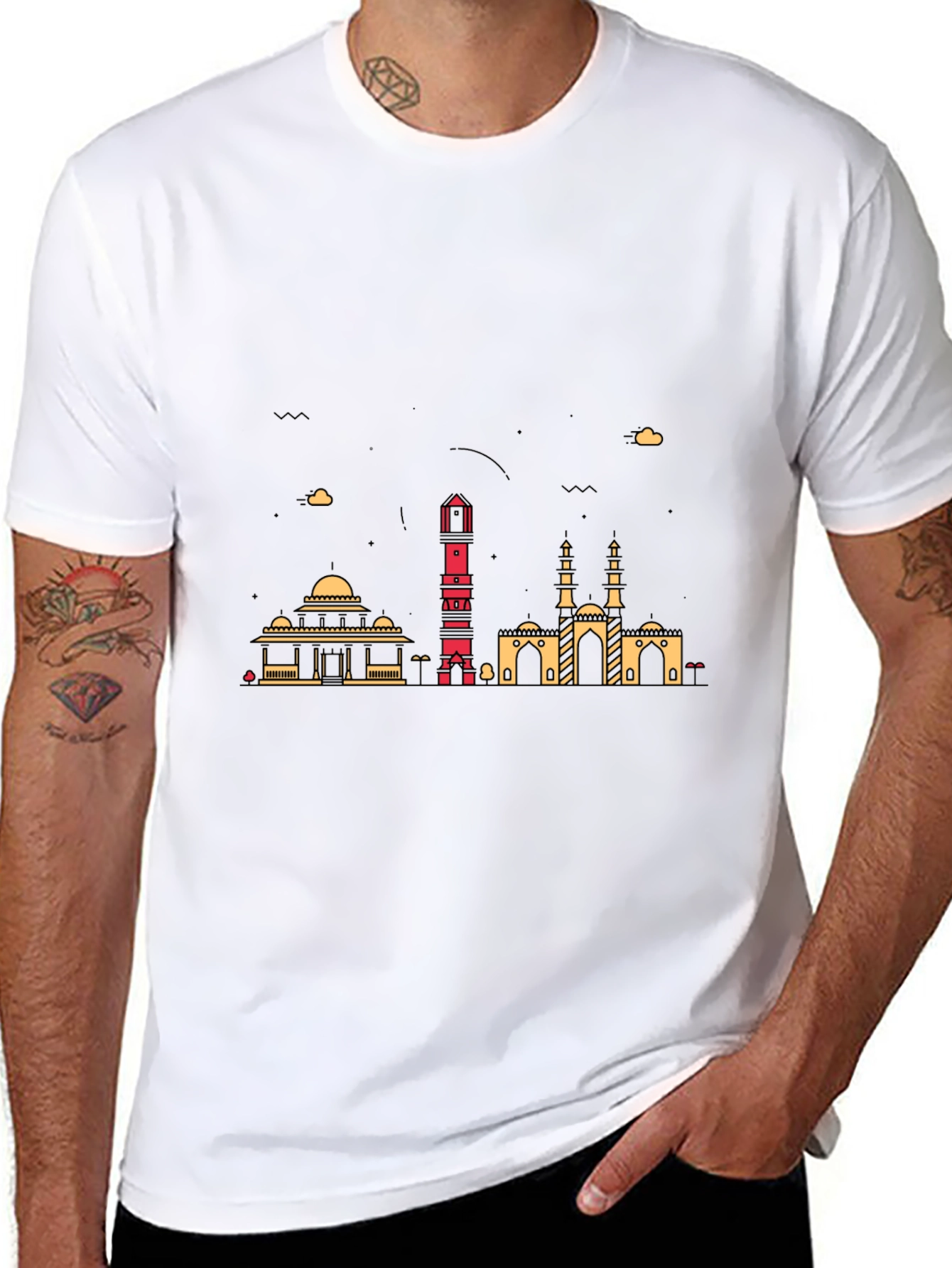 Urban Skyline Graphic Tee - Mens Black T-Shirt