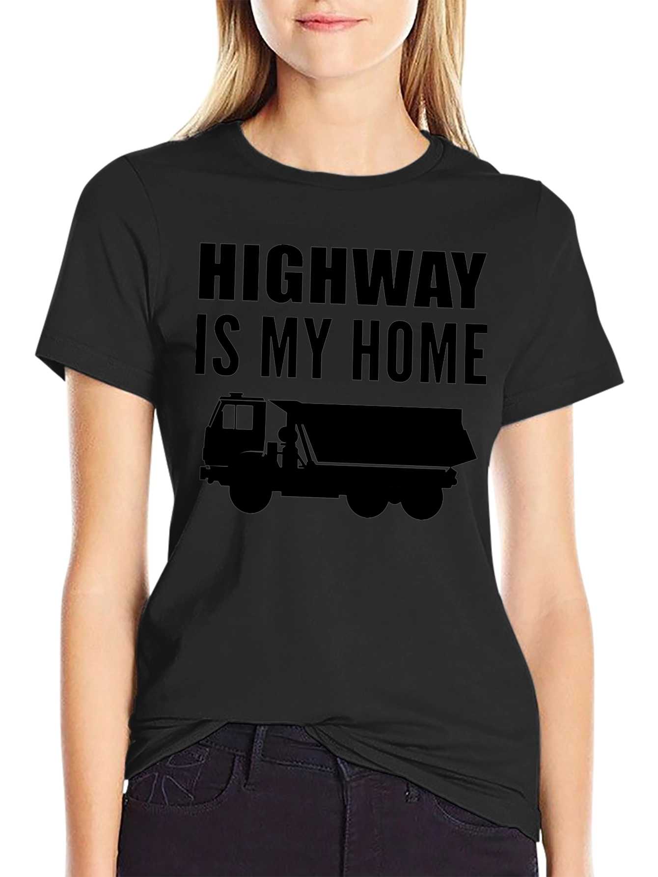 Highway Is My Home Trucker T-Shirt - Black