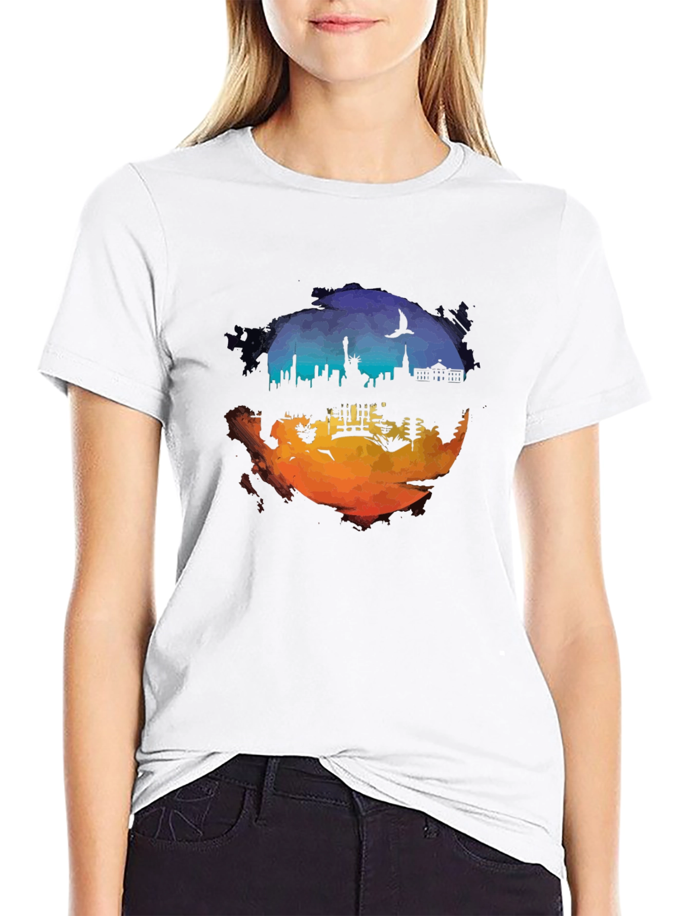 Cityscape Silhouette Graphic T-Shirt