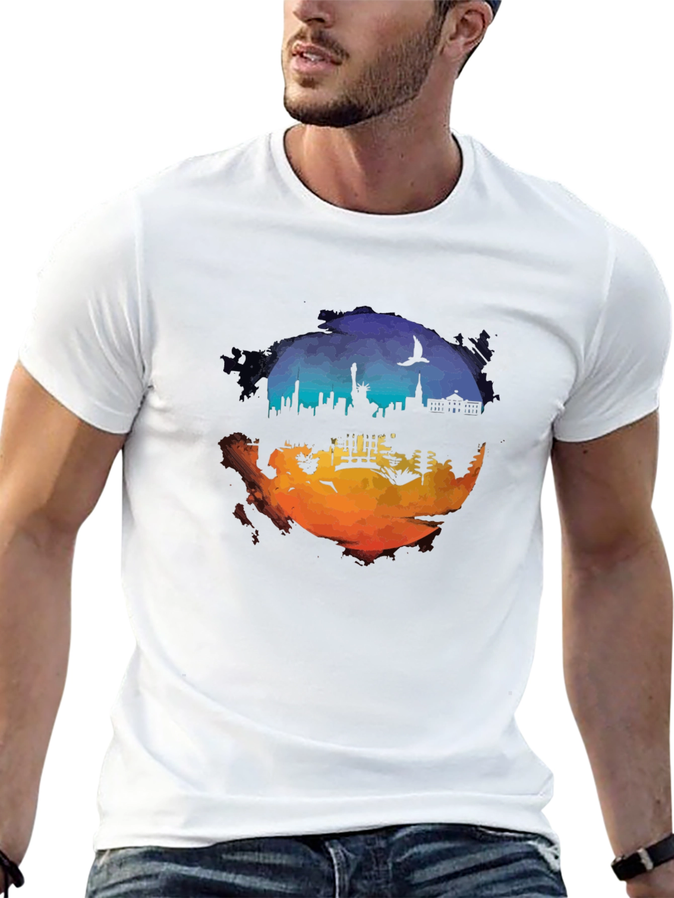 Cityscape Silhouette Graphic T-Shirt