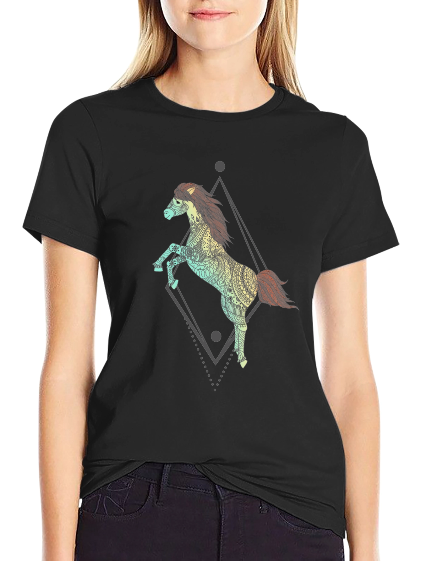 Equine Art Tee - Mens Black Graphic T-Shirt