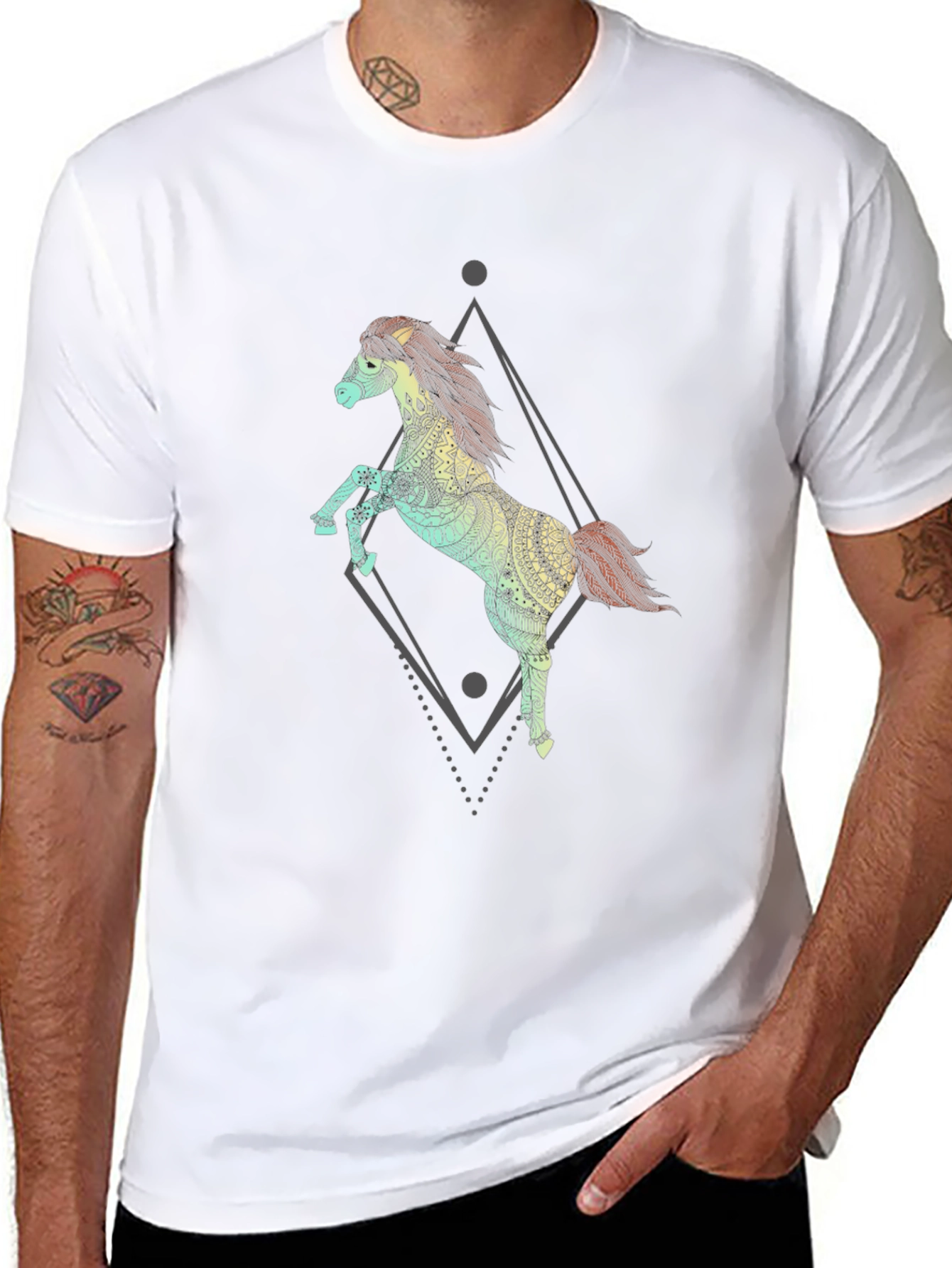 Equine Art Tee - Mens Black Graphic T-Shirt