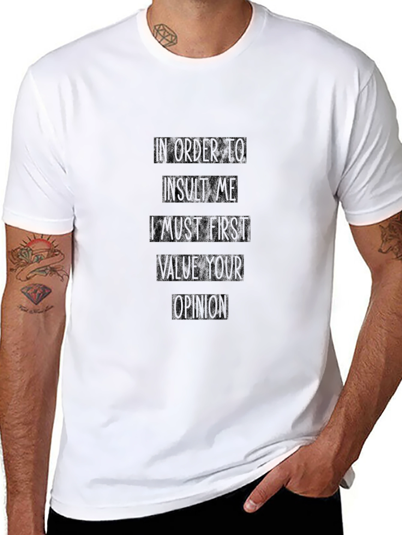Sarcastic Opinion T-Shirt - Black Crew Neck Cotton Tee