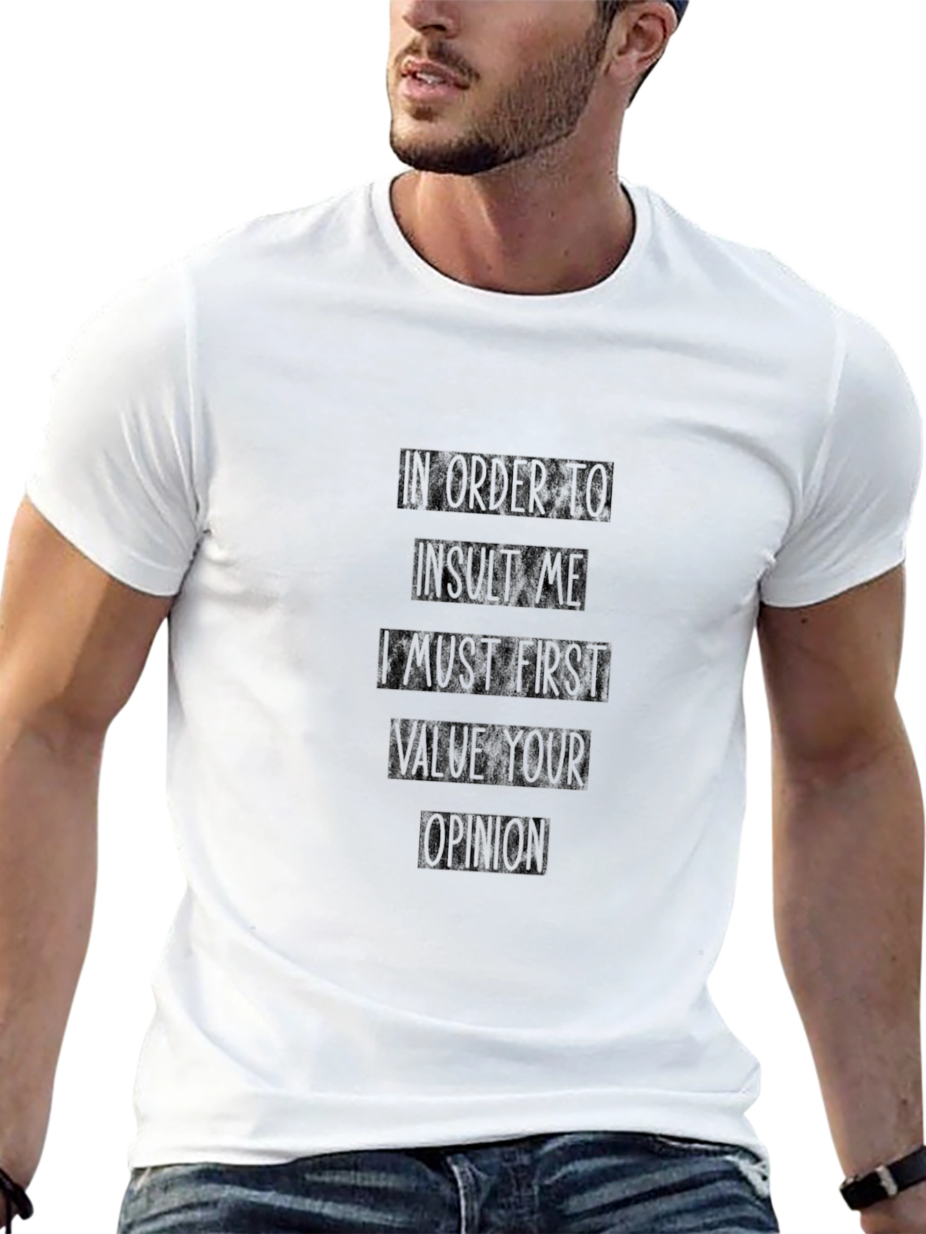 Sarcastic Opinion T-Shirt - Black Crew Neck Cotton Tee