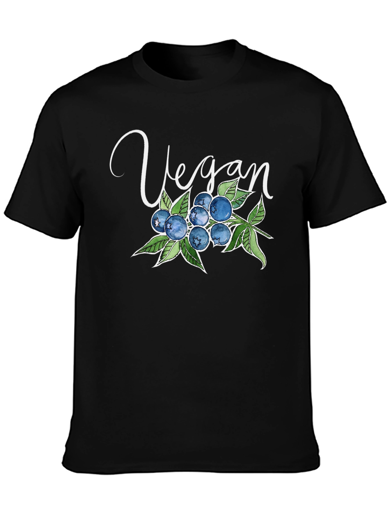 Vegan Blueberry T-Shirt - Black Soft Cotton