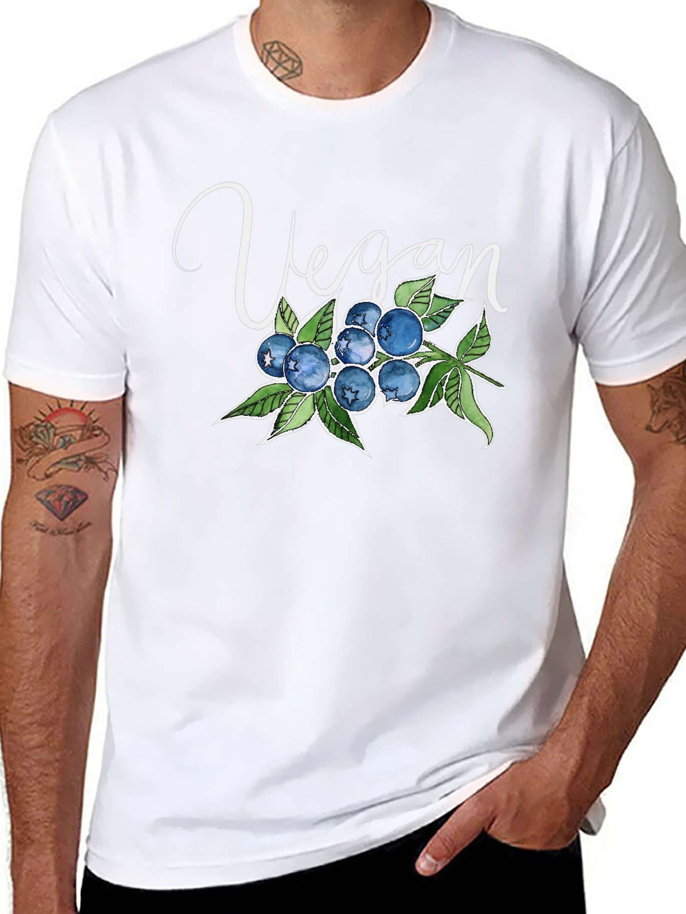 Vegan Blueberry T-Shirt - Black Soft Cotton