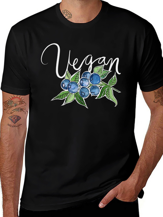 Vegan Blueberry T-Shirt - Black Soft Cotton