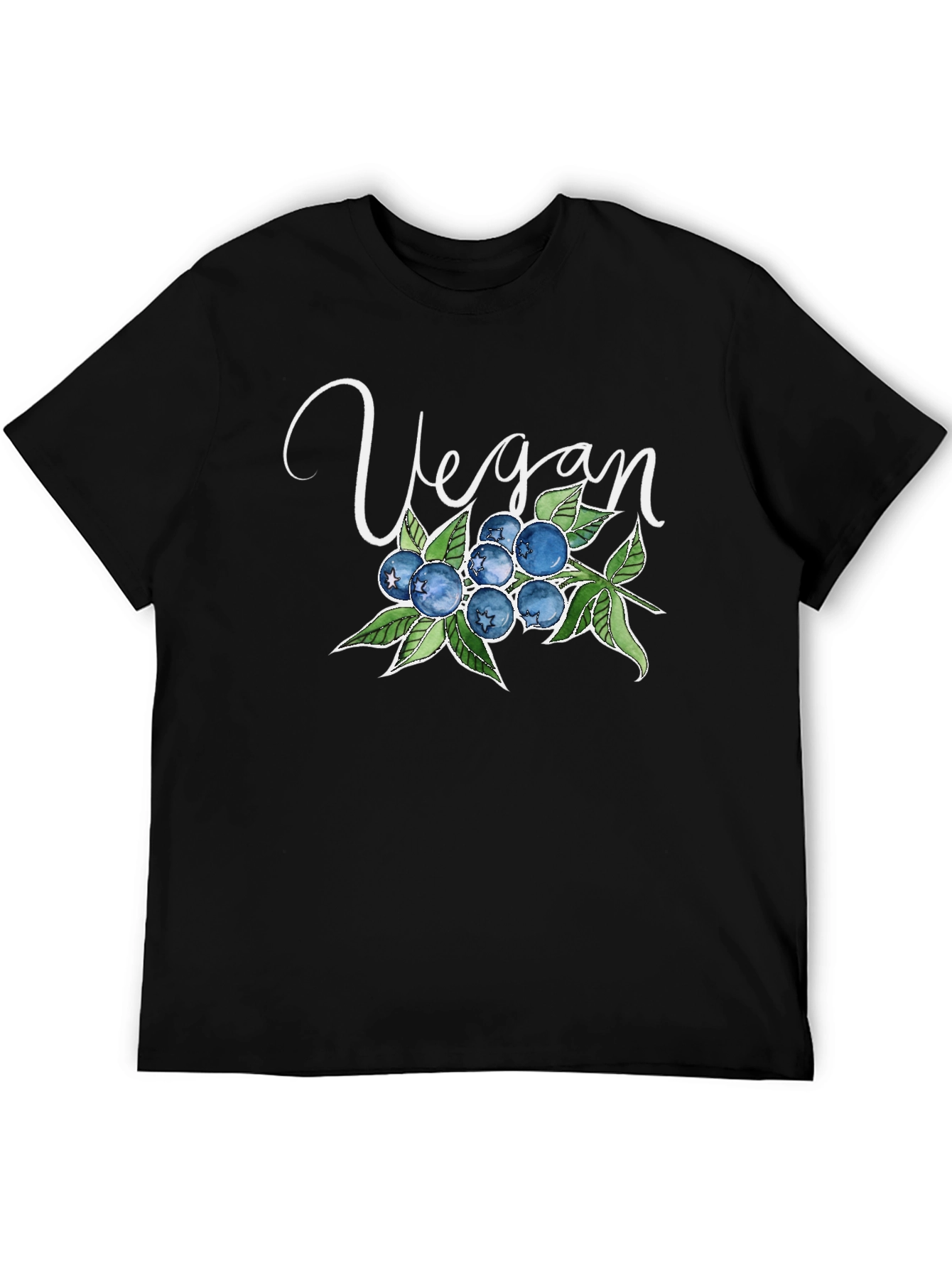 Vegan Blueberry T-Shirt - Black Soft Cotton