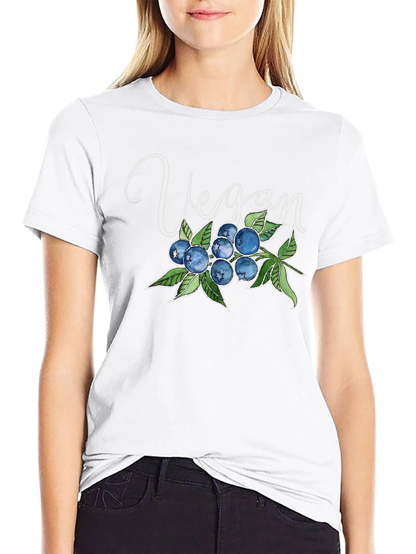 Vegan Blueberry T-Shirt - Black Soft Cotton