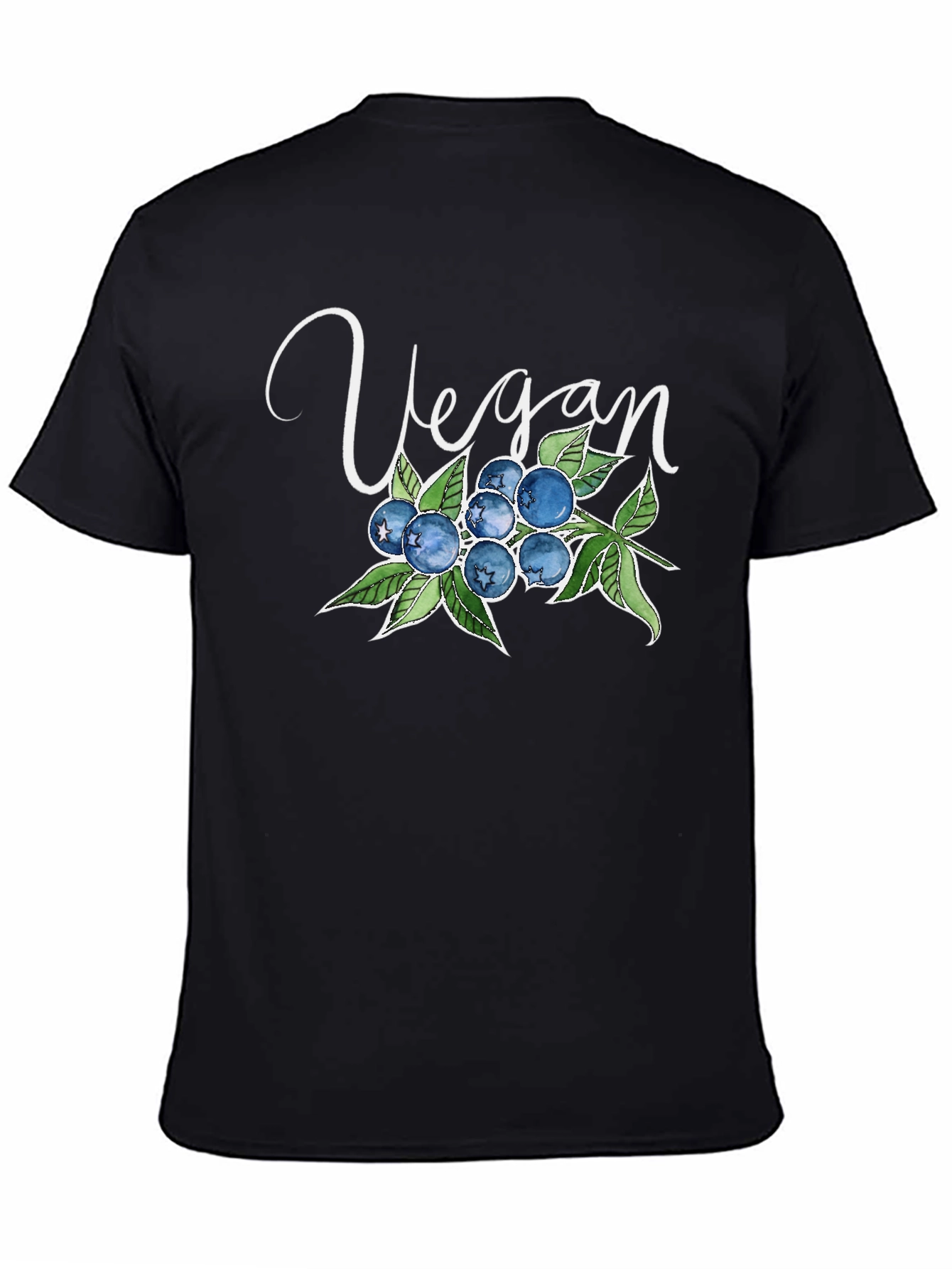 Vegan Blueberry T-Shirt - Black Soft Cotton