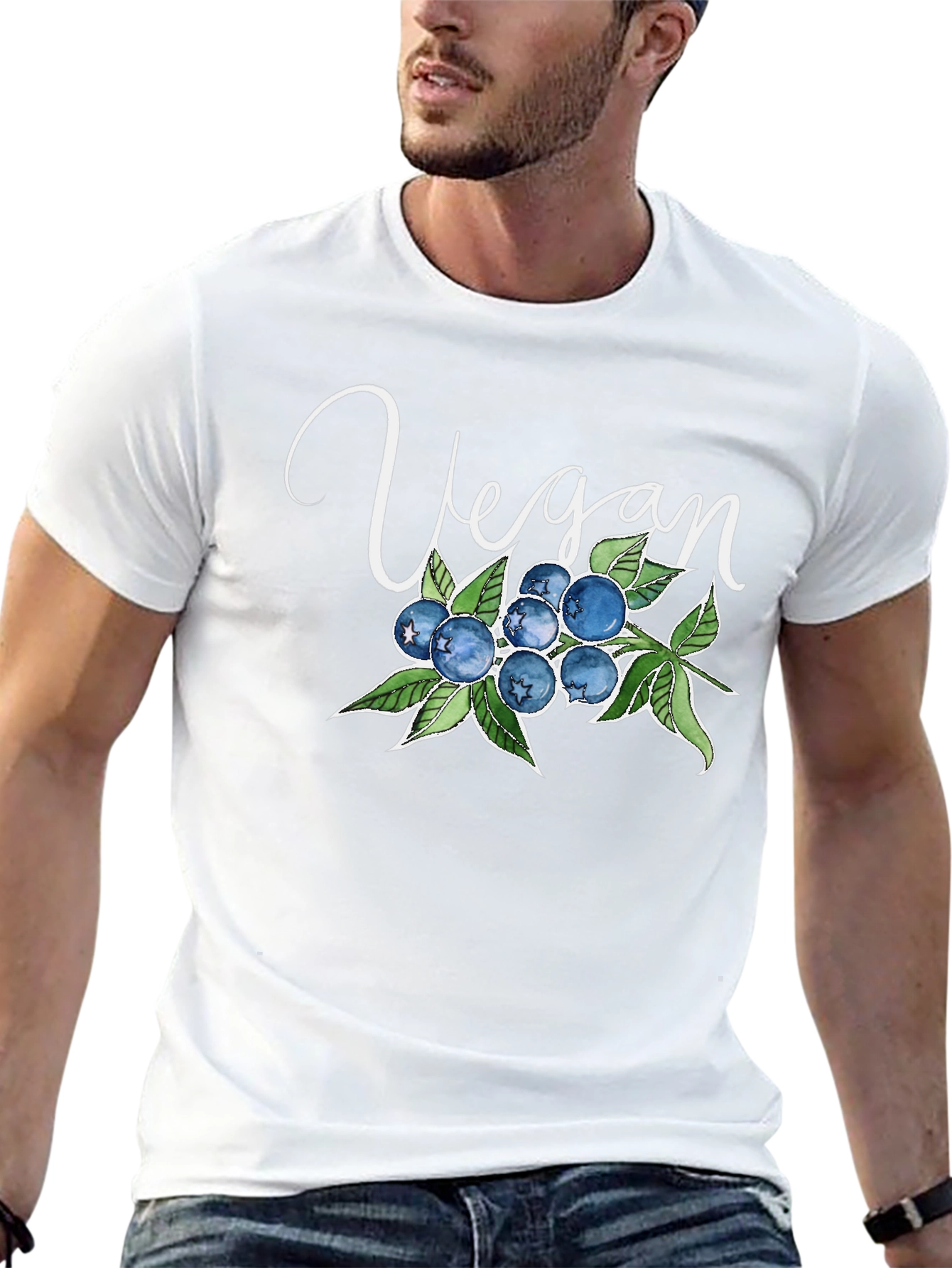 Vegan Blueberry T-Shirt - Black Soft Cotton