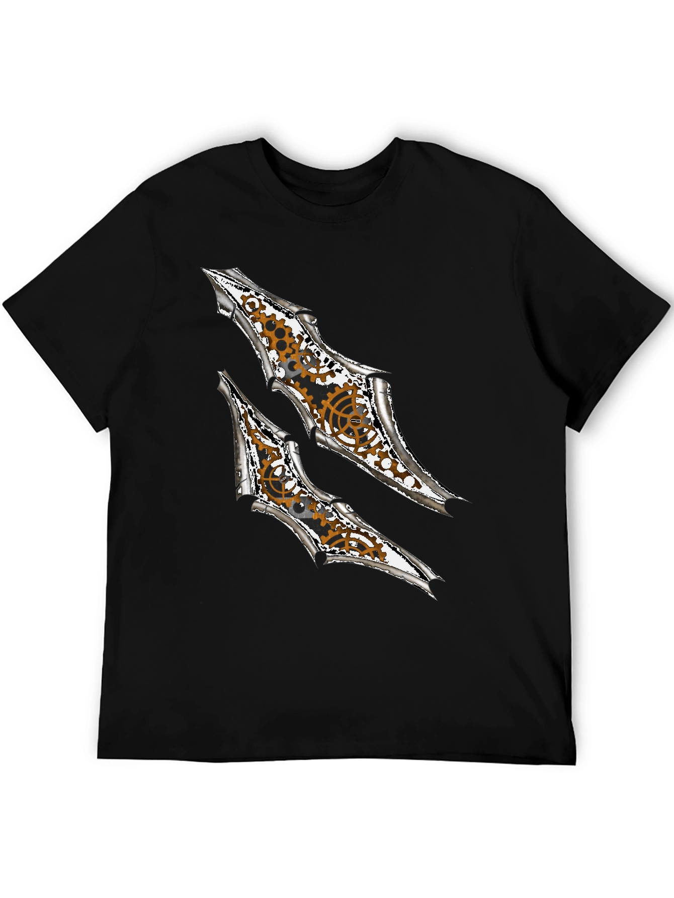 Steampunk Claw Design Graphic Black T-Shirt