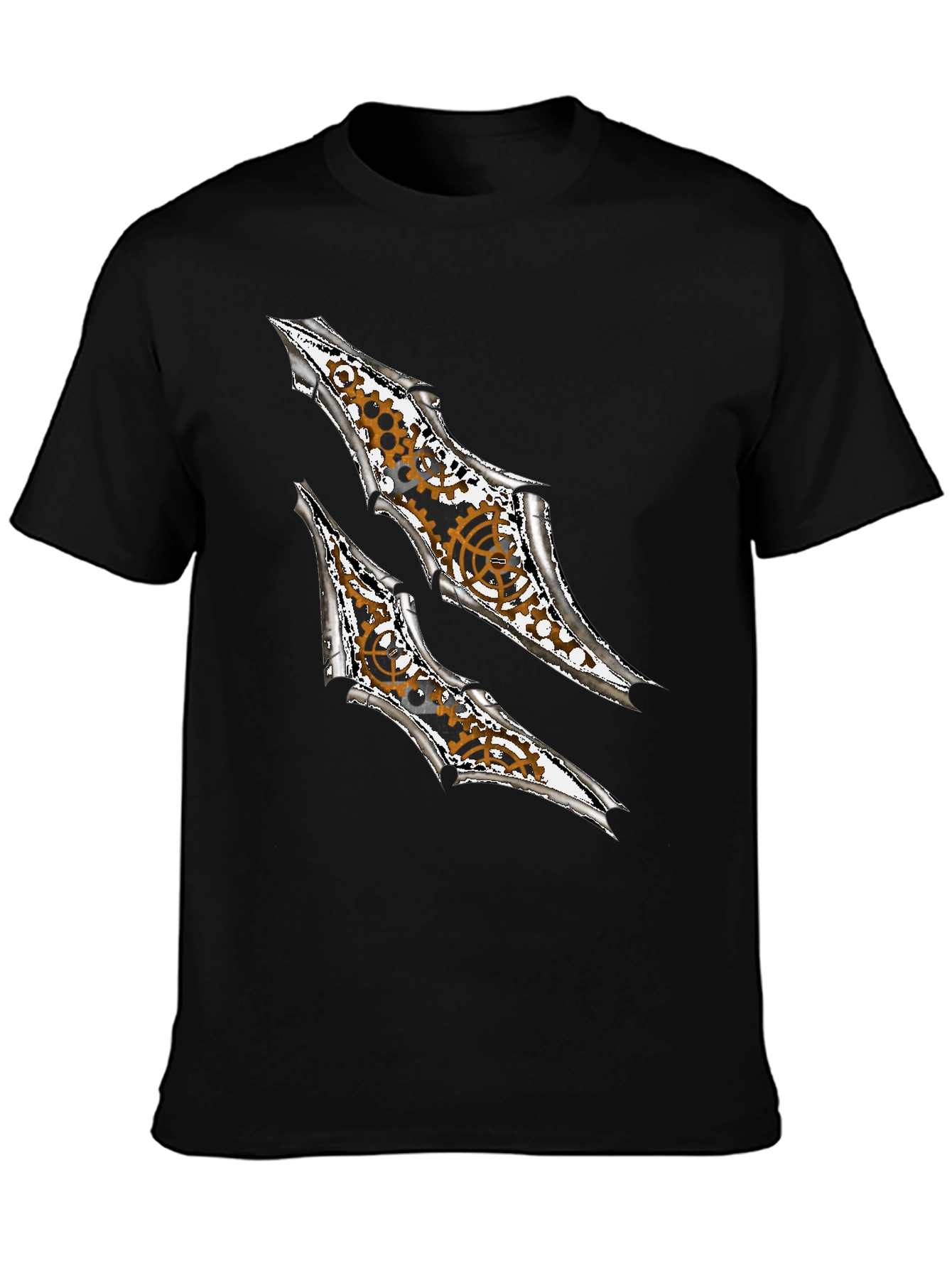 Steampunk Claw Design Graphic Black T-Shirt