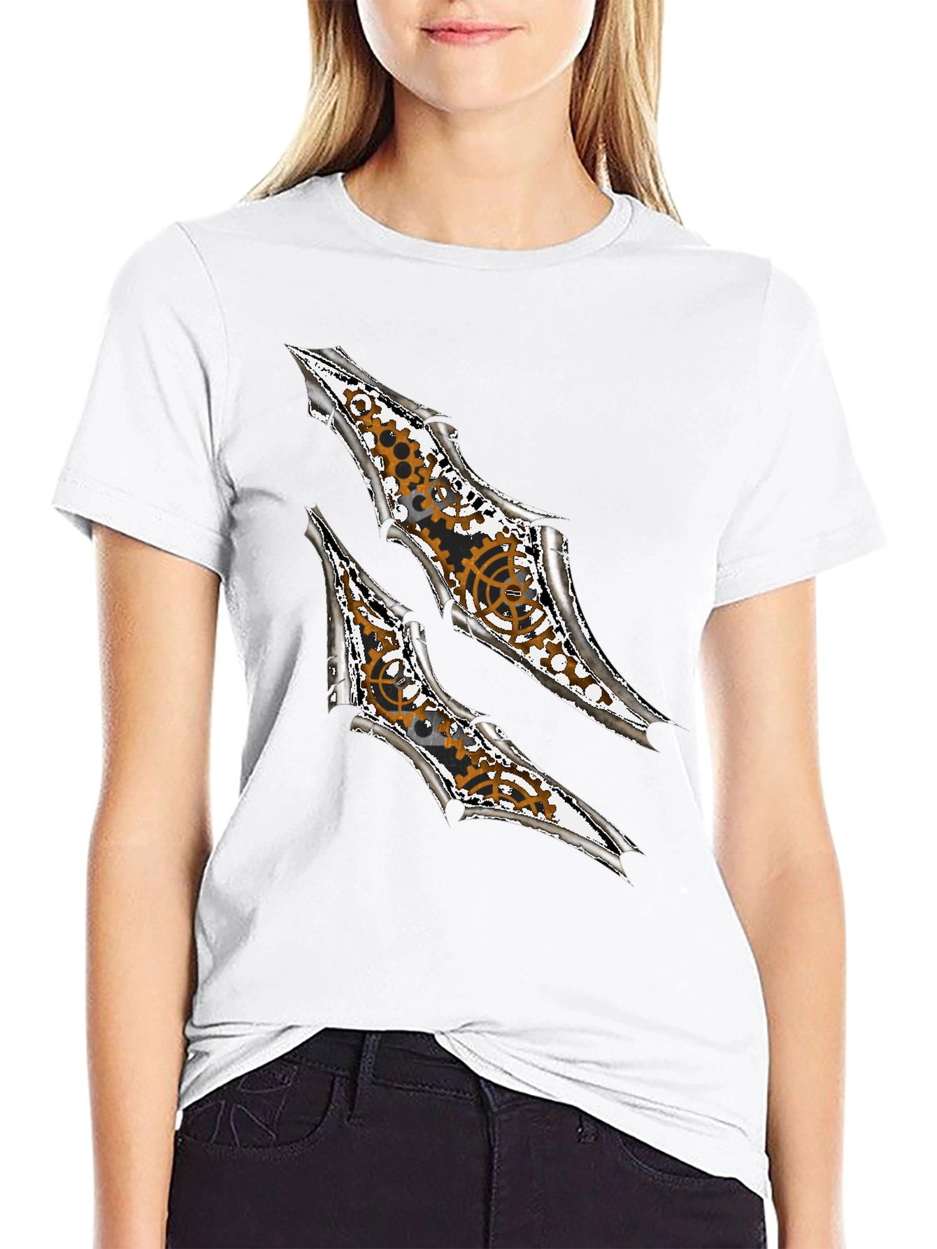 Steampunk Claw Design Graphic Black T-Shirt