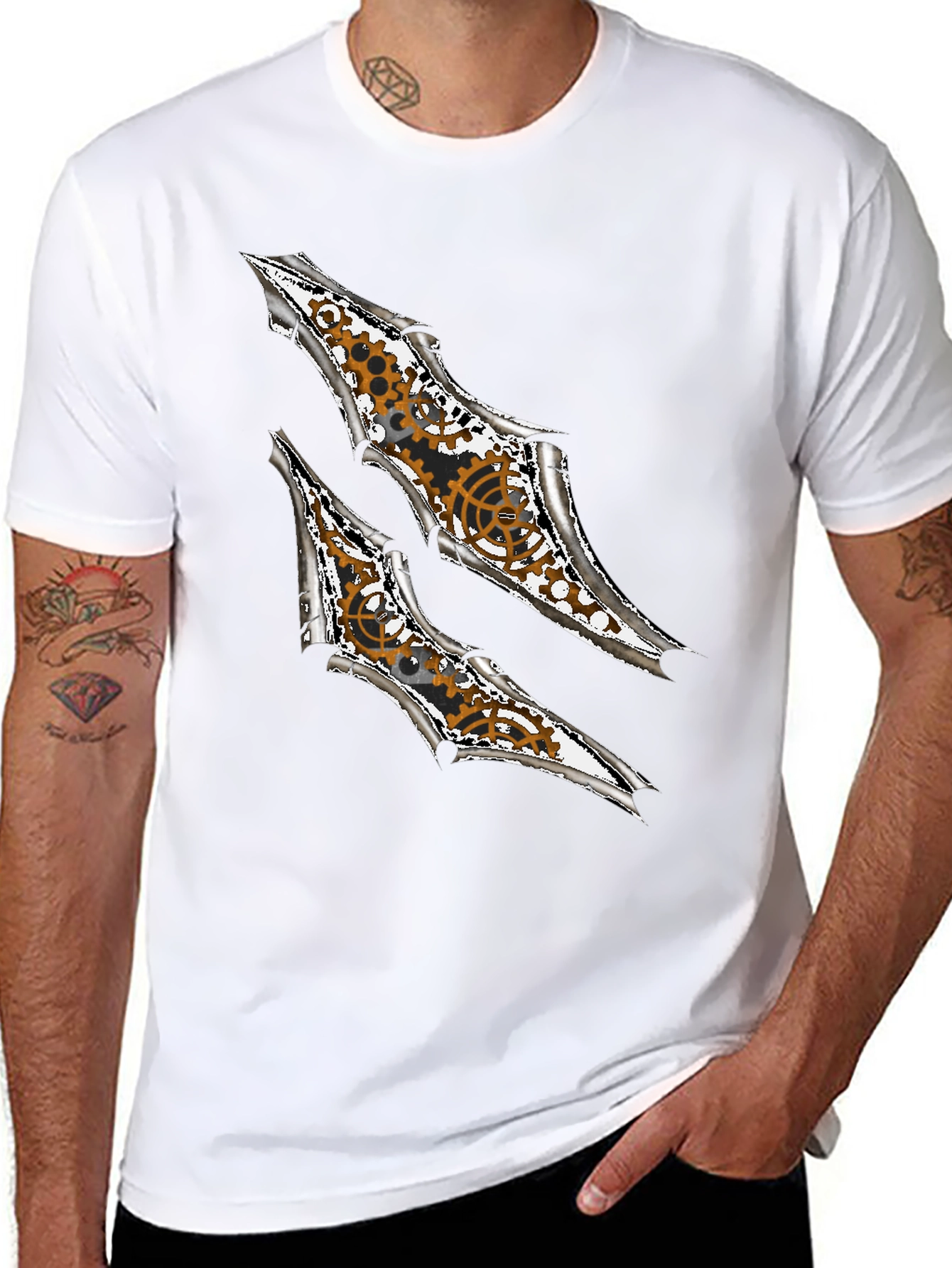 Steampunk Claw Design Graphic Black T-Shirt