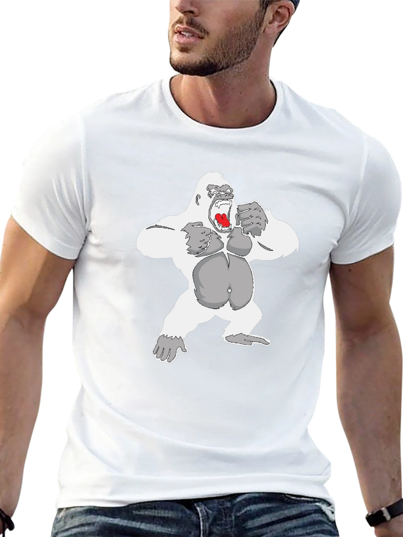 Gorilla Graphic Tee - Black Cotton Casual Wear