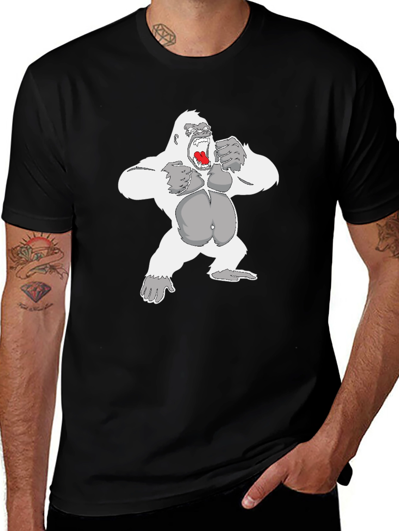 Gorilla Graphic Tee - Black Cotton Casual Wear