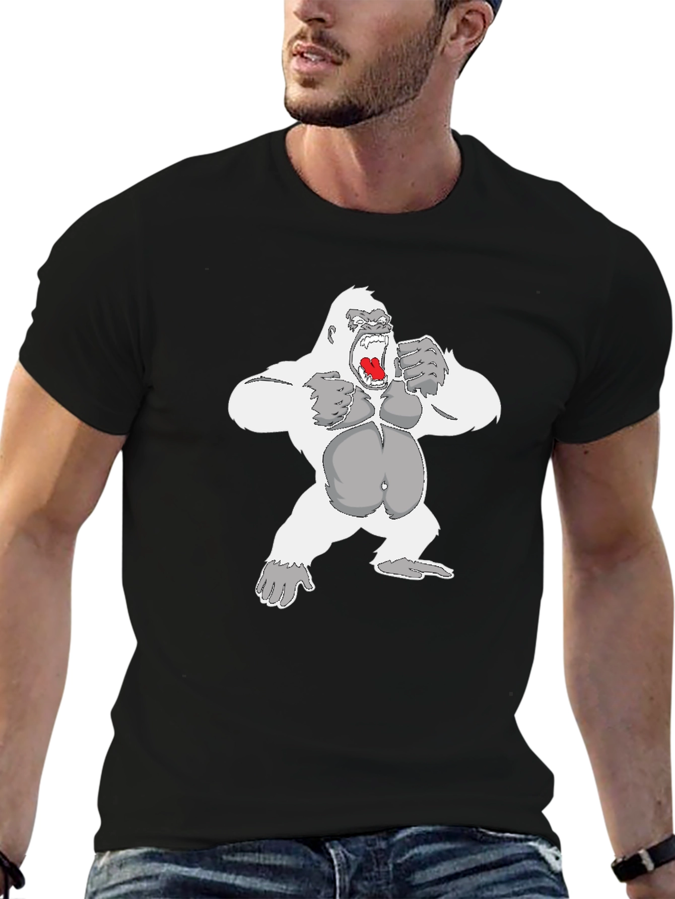 Gorilla Graphic Tee - Black Cotton Casual Wear