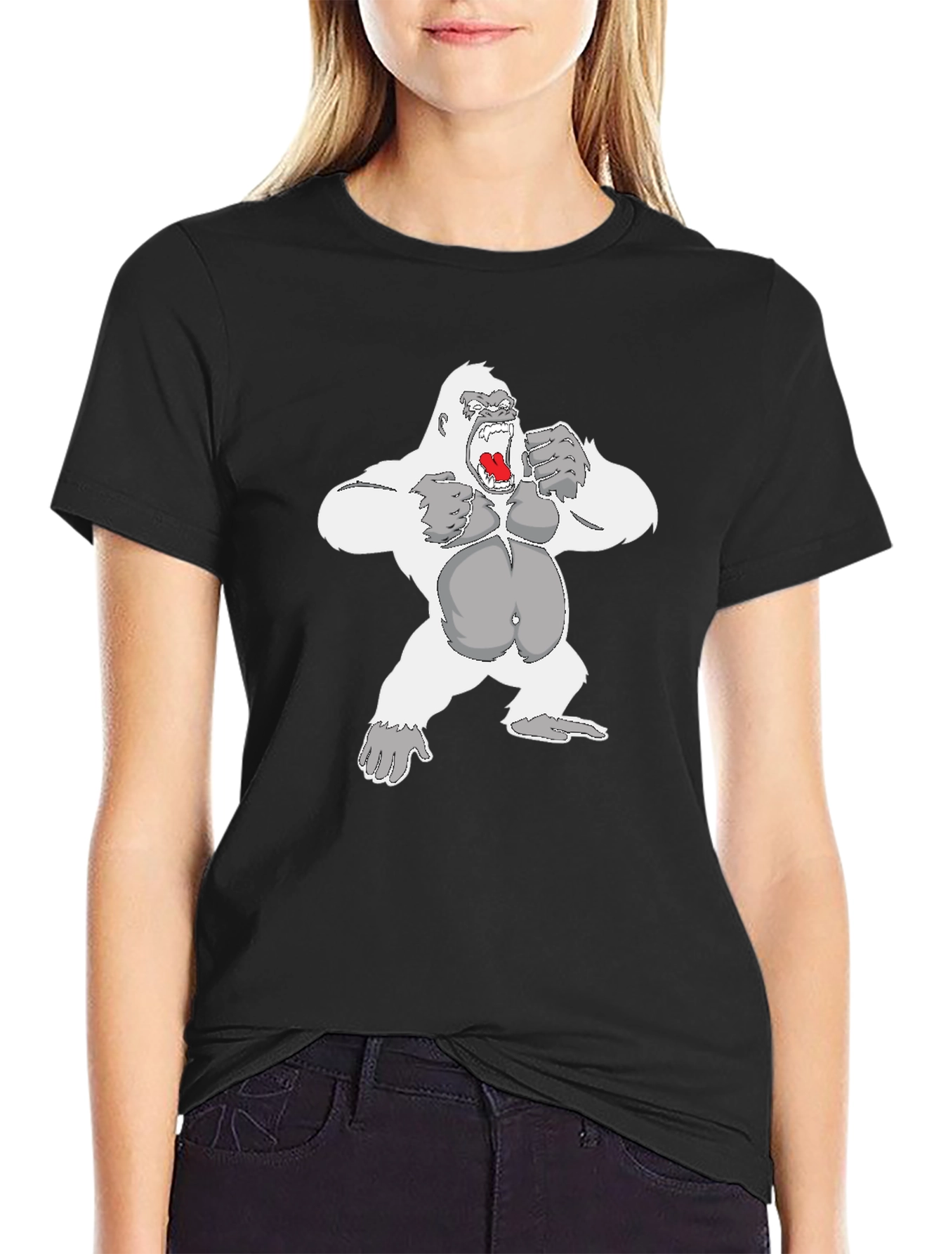 Gorilla Graphic Tee - Black Cotton Casual Wear