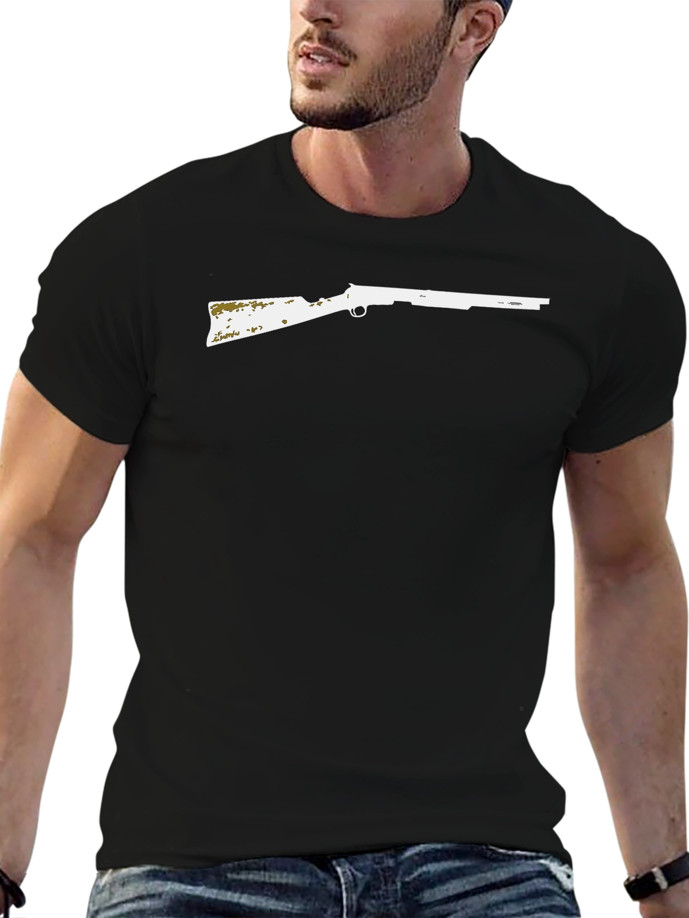 Rifle Graphic Tee - Black Crew Neck