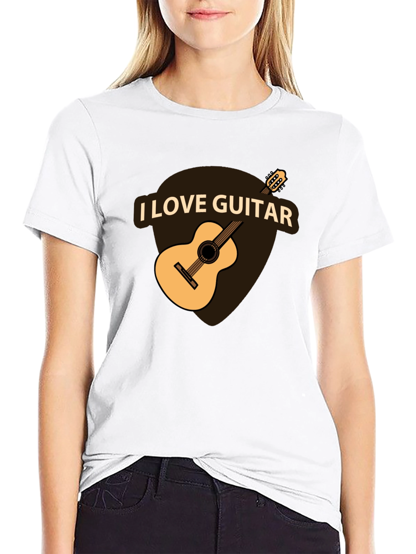 I Love Guitar Black T-Shirt - Musician Apparel