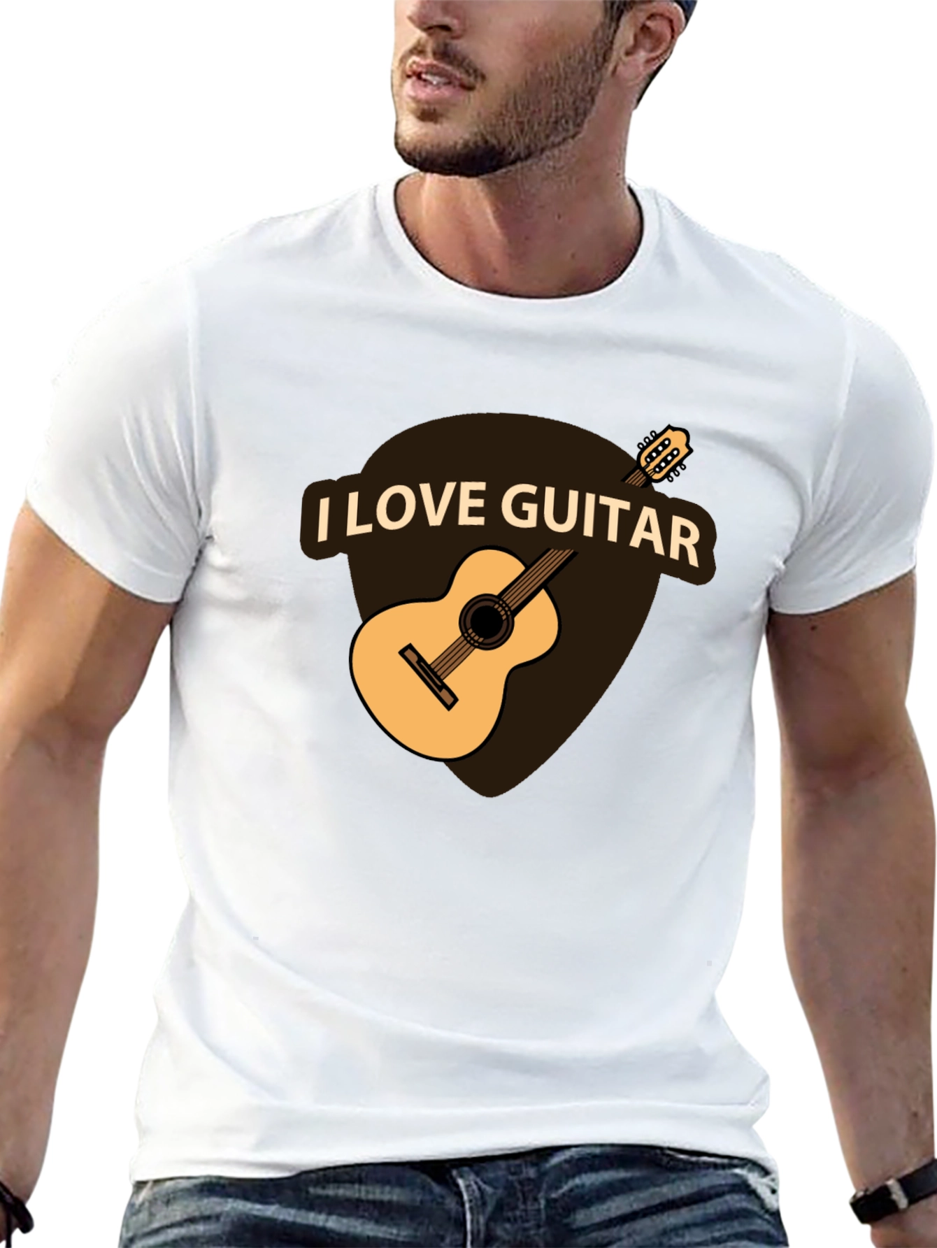 I Love Guitar Black T-Shirt - Musician Apparel