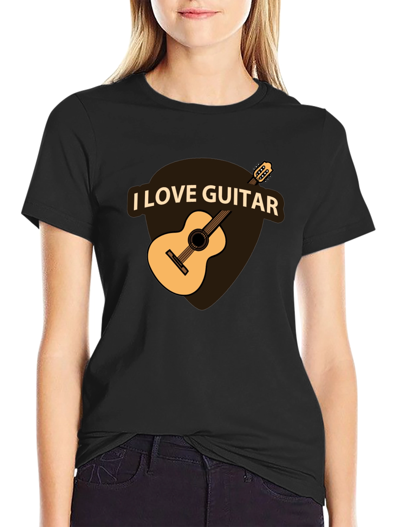 I Love Guitar Black T-Shirt - Musician Apparel