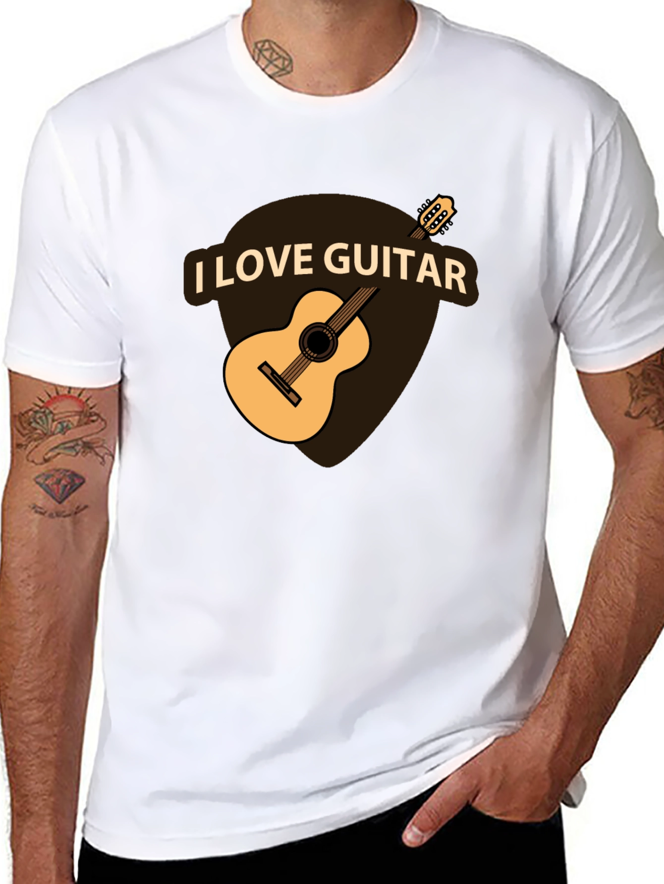 I Love Guitar Black T-Shirt - Musician Apparel