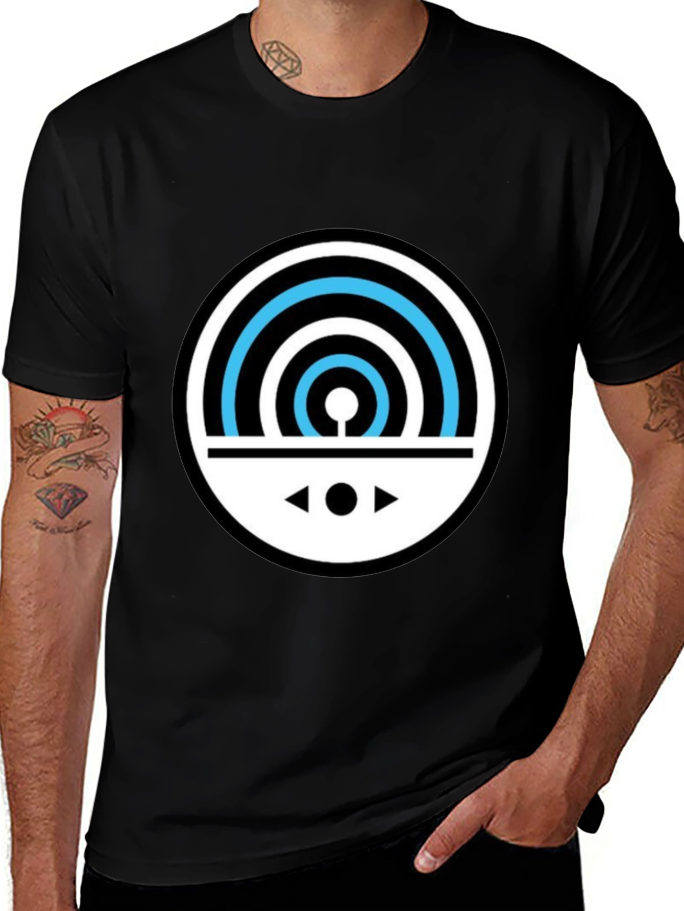 Graphic Black T-Shirt - Circular Design Modern Style