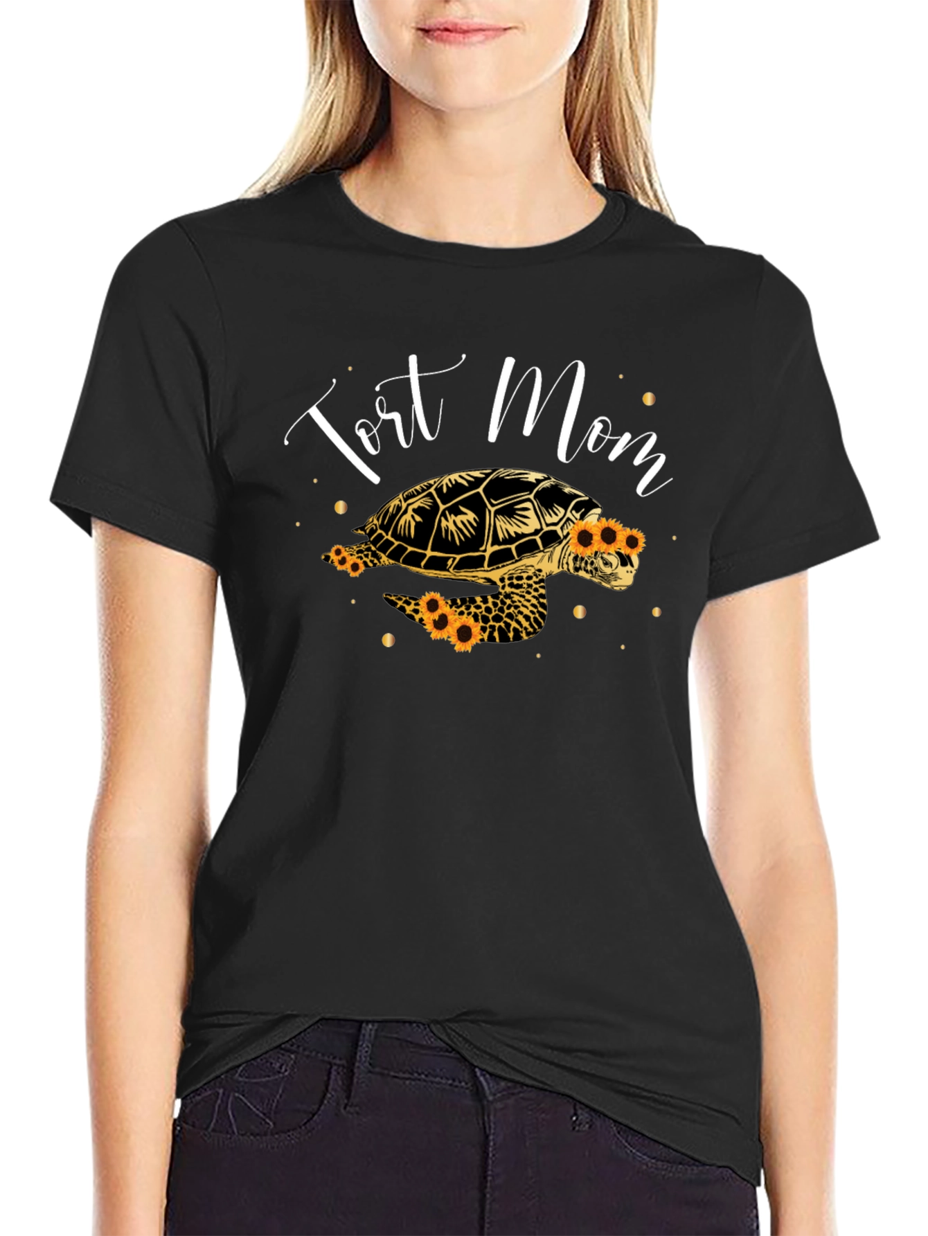 Tort Mom Sunflower Turtle Graphic Tee