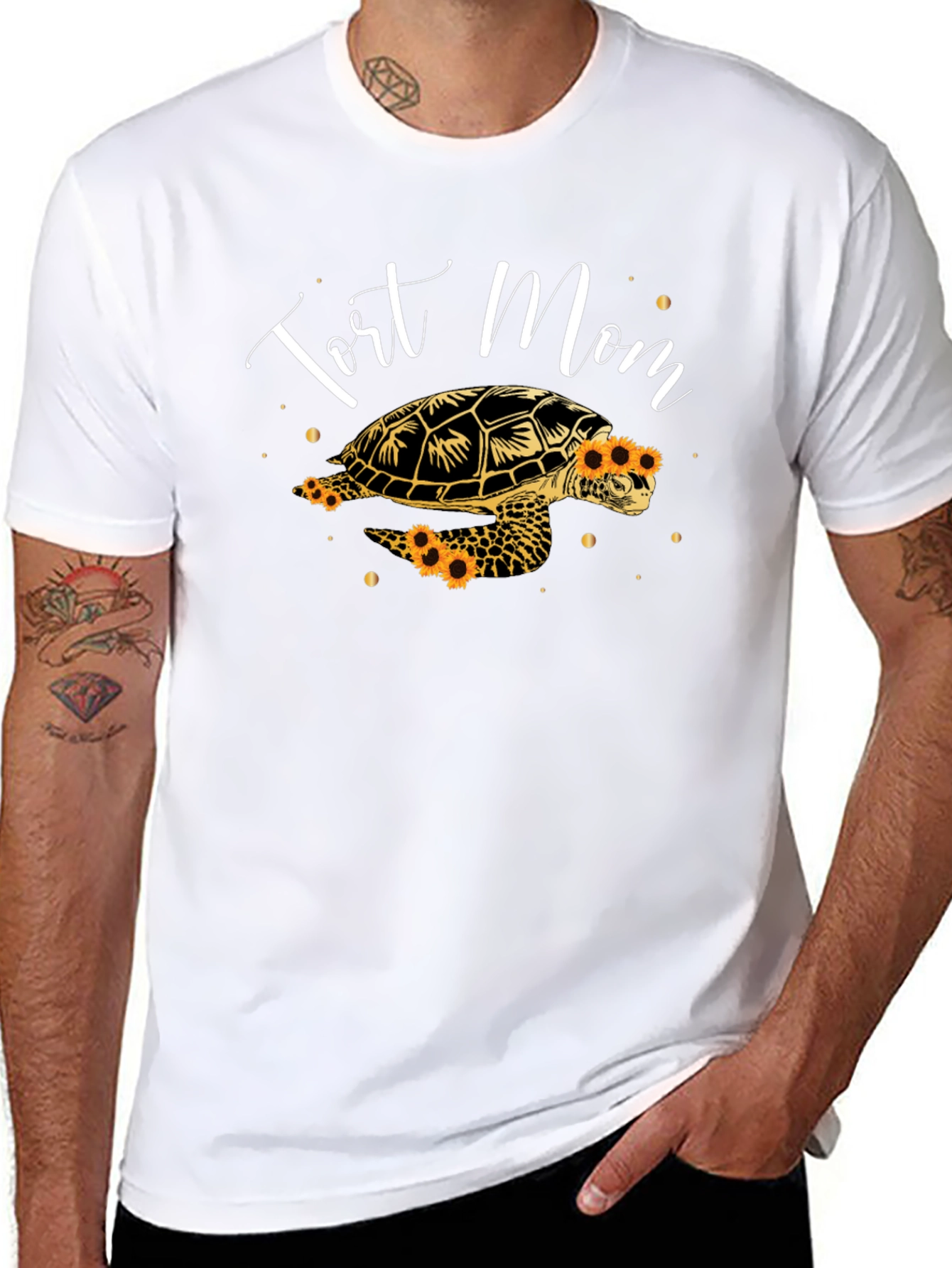Tort Mom Sunflower Turtle Graphic Tee