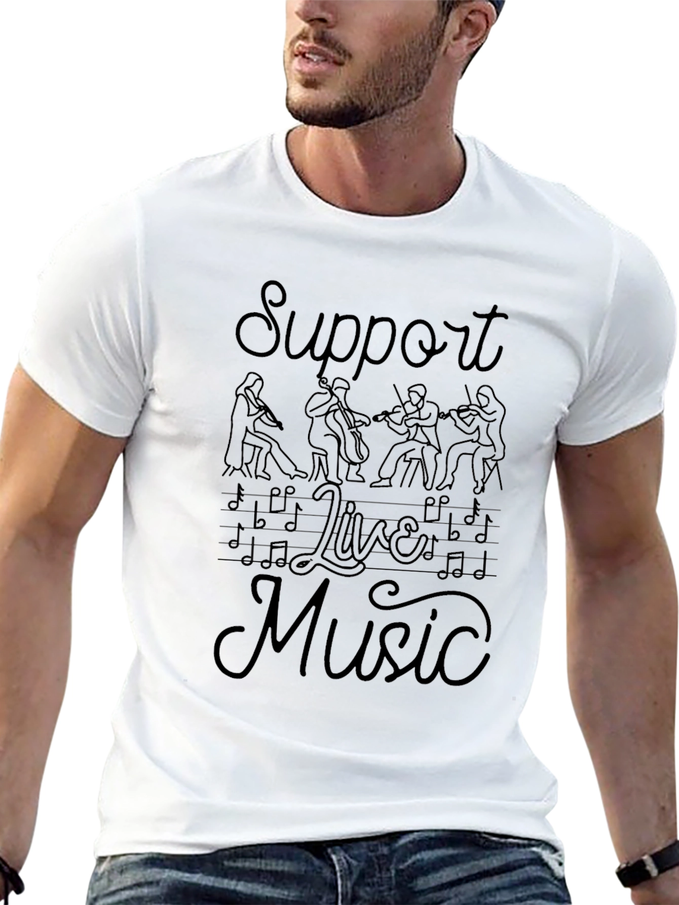 Support Live Music Crew Neck T-Shirt