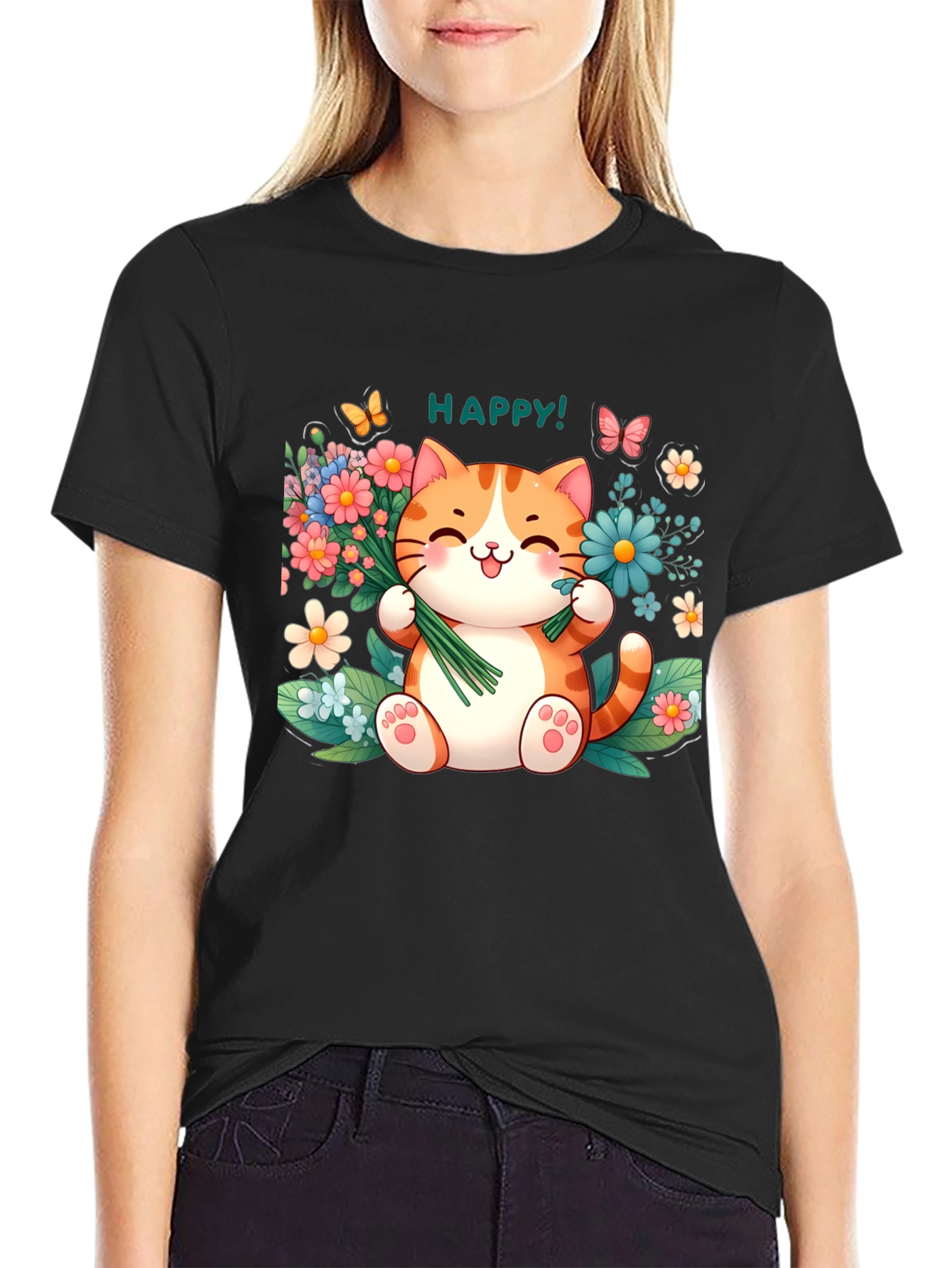 Happy Cat Graphic T-Shirt