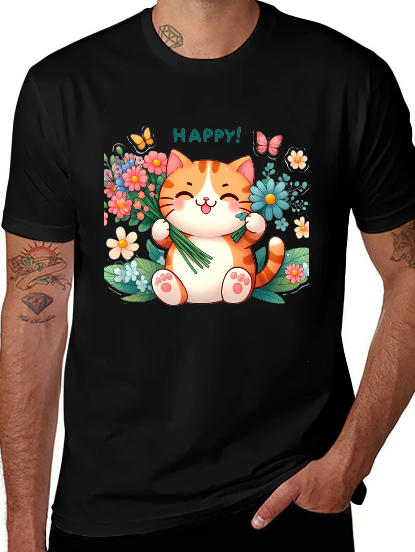 Happy Cat Graphic T-Shirt