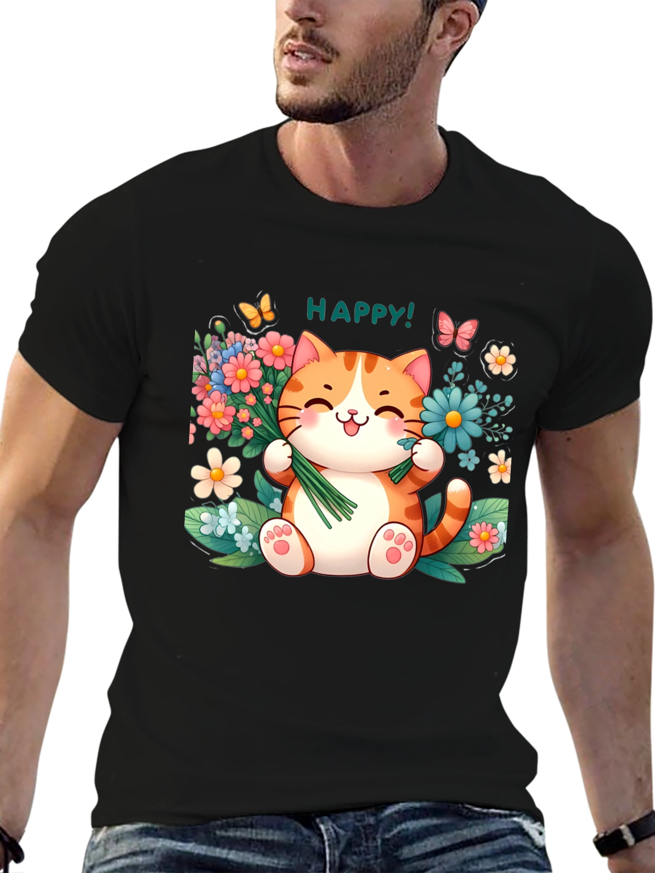 Happy Cat Graphic T-Shirt
