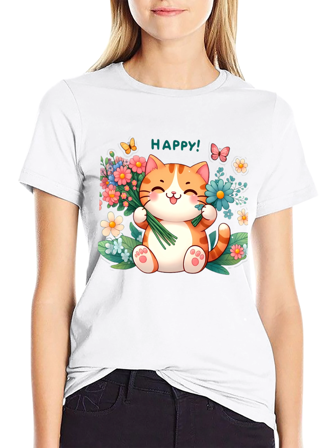Happy Cat Graphic T-Shirt