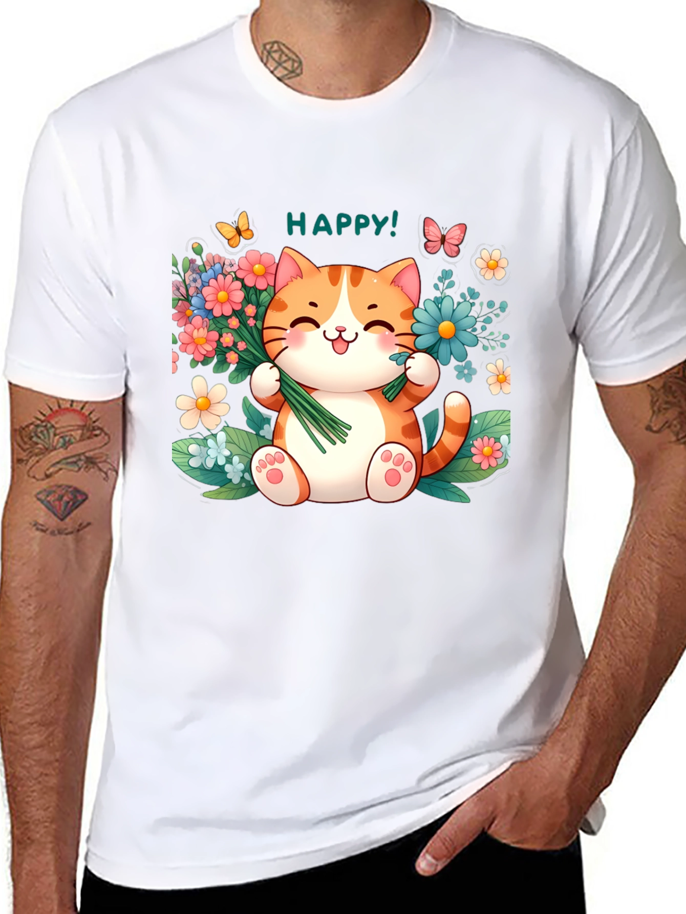 Happy Cat Graphic T-Shirt