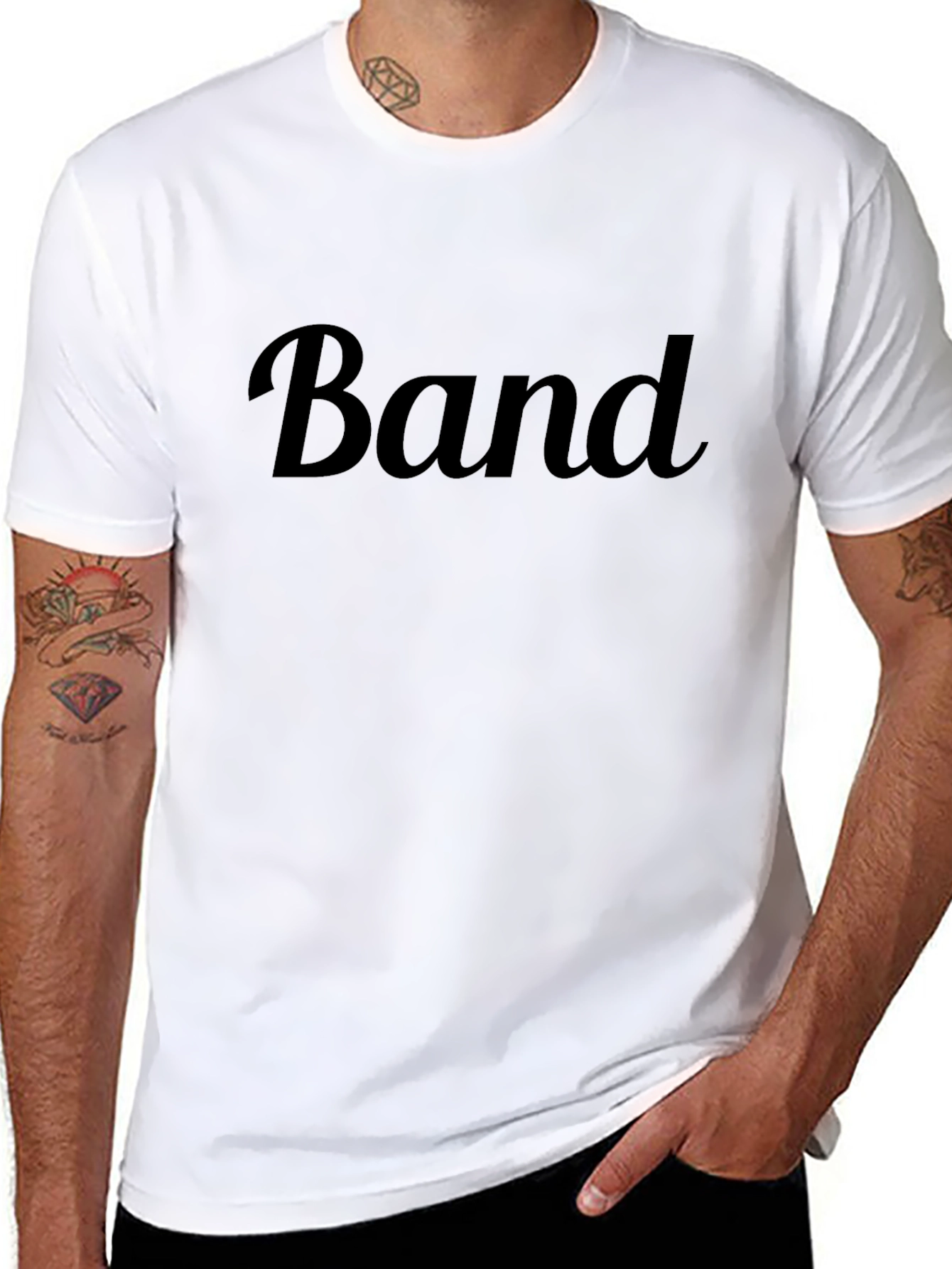 Mens Black Band Graphic T-Shirt