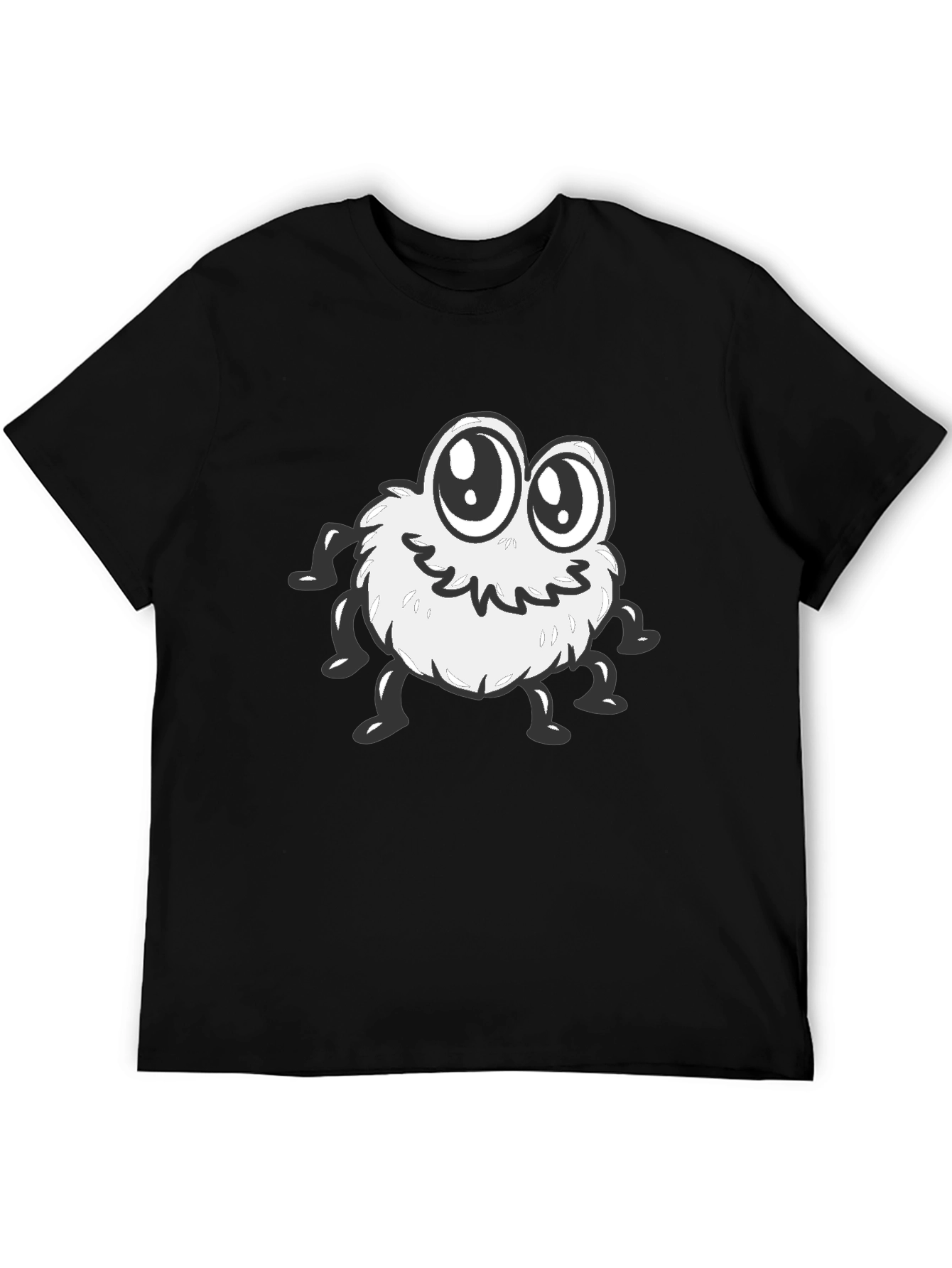 Cute Monster Graphic Tee - Black Cotton Blend Shirt