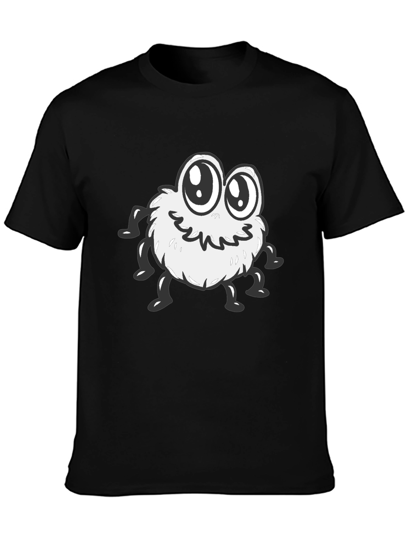 Cute Monster Graphic Tee - Black Cotton Blend Shirt