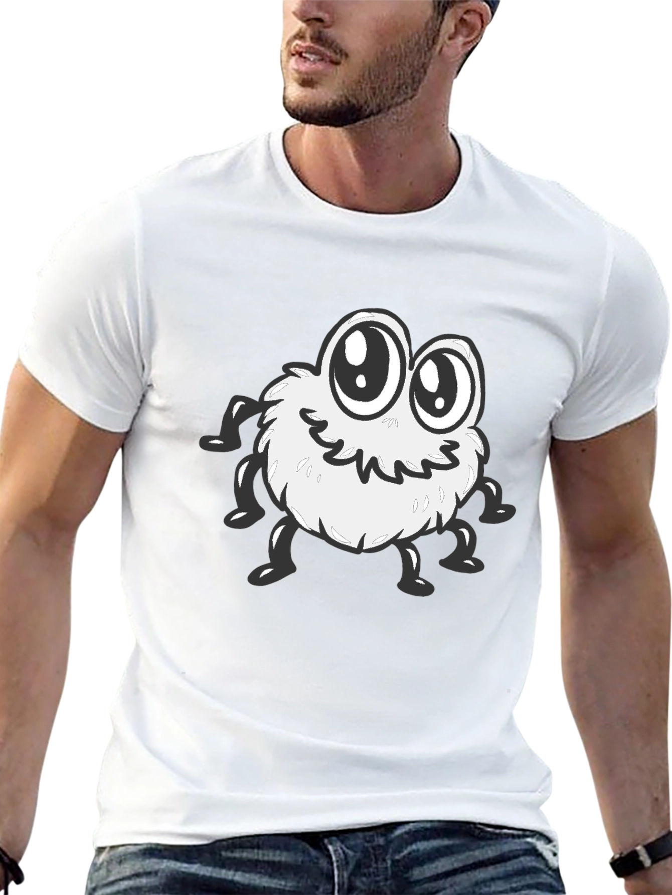 Cute Monster Graphic Tee - Black Cotton Blend Shirt