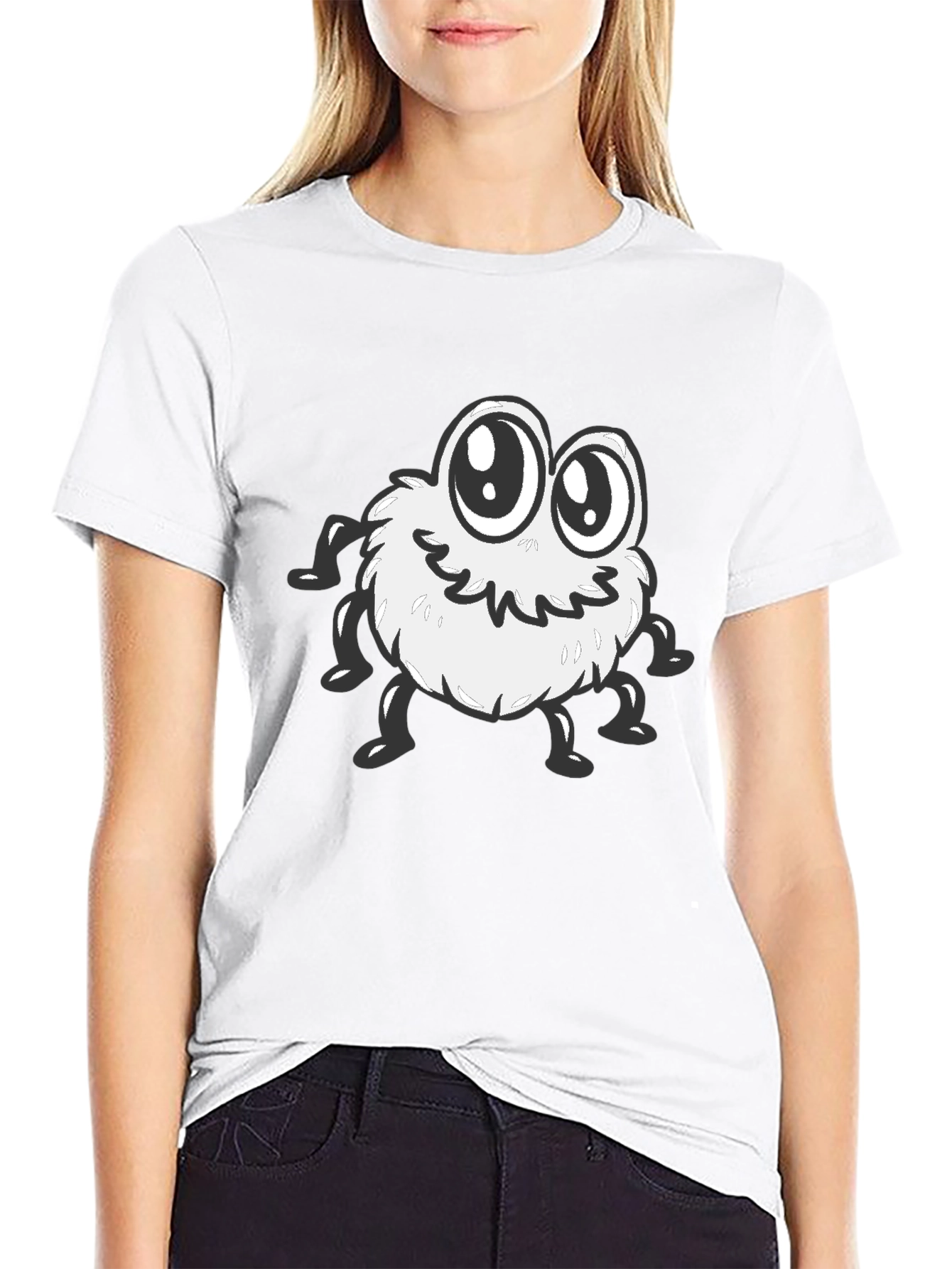 Cute Monster Graphic Tee - Black Cotton Blend Shirt